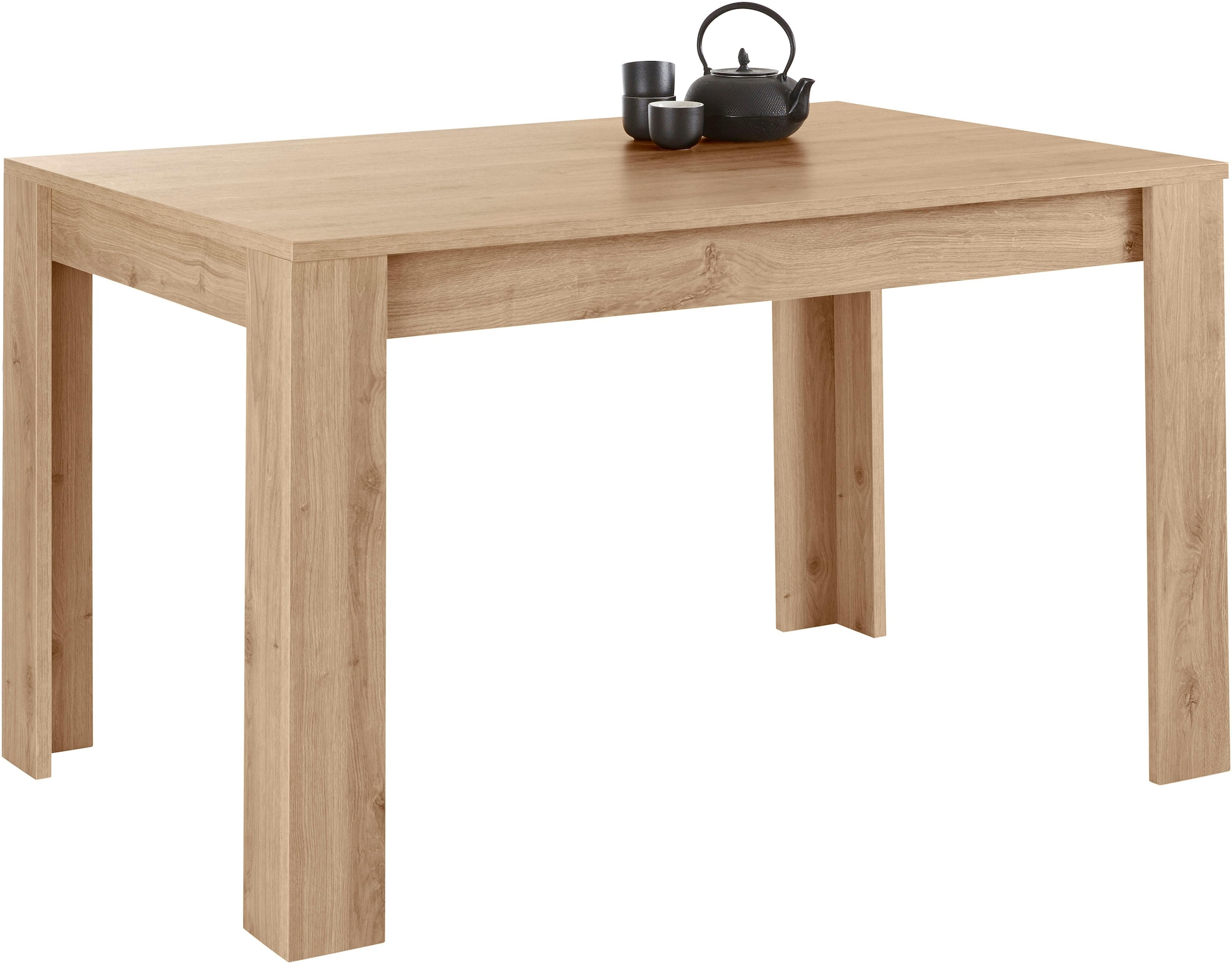 Esstisch HOME AFFAIRE "Firenze", braun (eichefarben cadiz), B:137cm H:79cm T:90cm, Tische, Rechteckiger Esstisch Esstisch Holz-Esstische, Beite 137-185 cm, inkl. Ansteckplatte