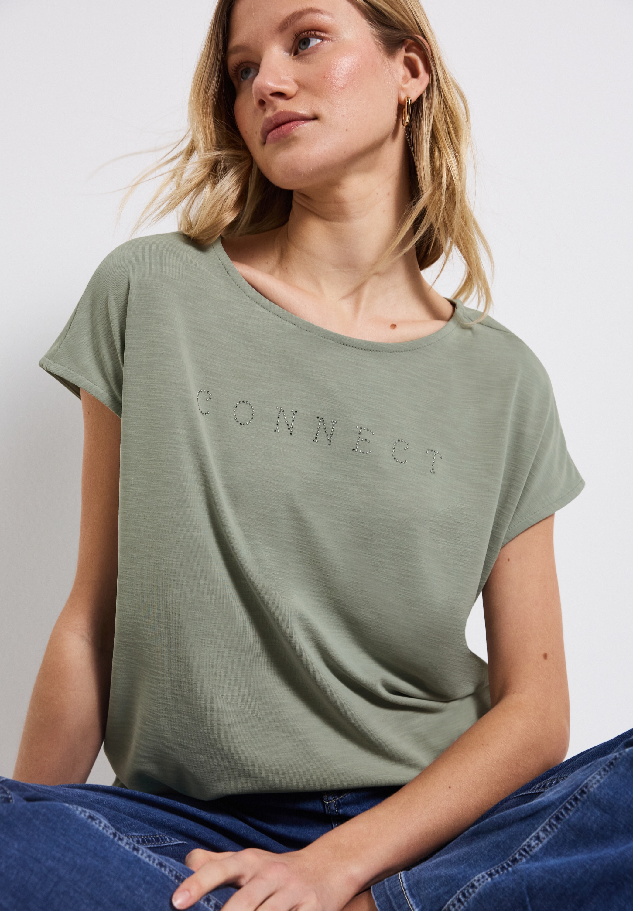 Thumbnail - STREET ONE T-Shirt, mit Wording aus Schmucksteinen