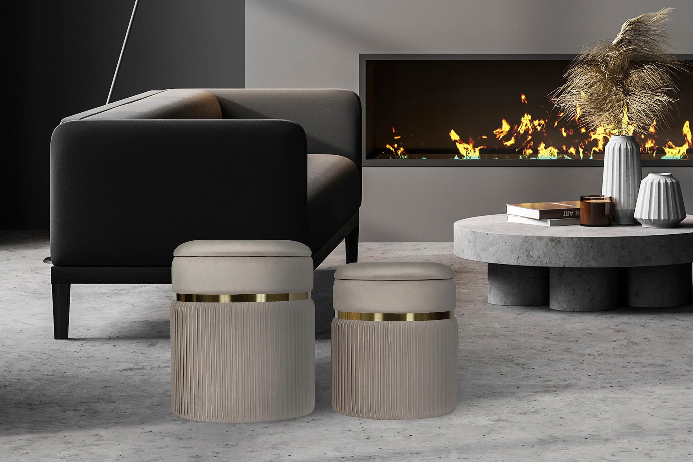 Kayoom Polsterhocker »Hocker Zora 325 2er-Set«, gepolstert, mit Stauraum