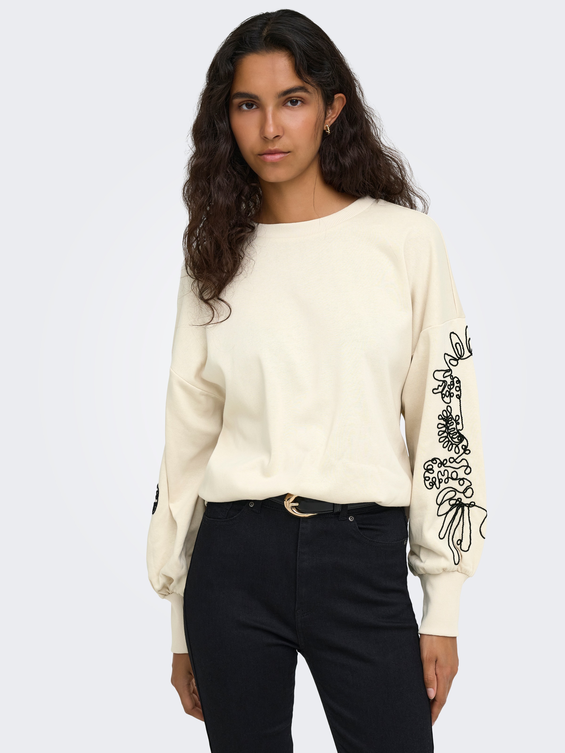 ONLY Sweatshirt "ONLBROOKE L/S O-NECK DETAIL SWT NOOS"