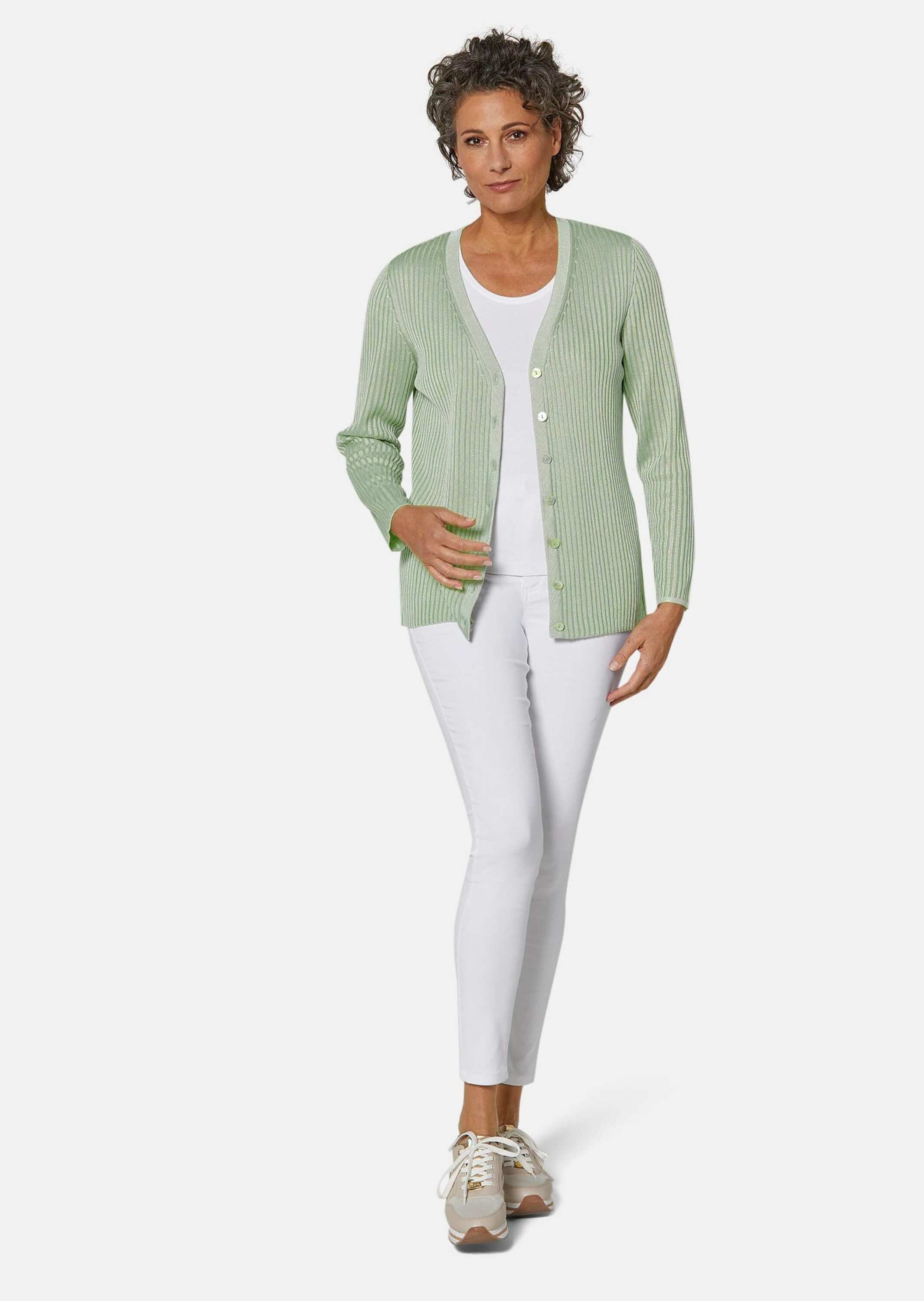 GOLDNER Strickjacke "Kurzgröße Edle Strickjacke in Rippenstruktur" Mit echt günstig online kaufen