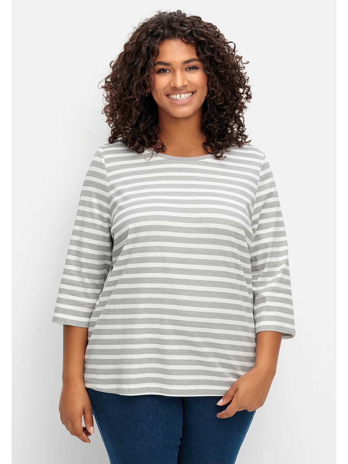 Sheego 3/4-Arm-Shirt »Große Größen«, aus BAUR | kaufen reiner für Baumwolle