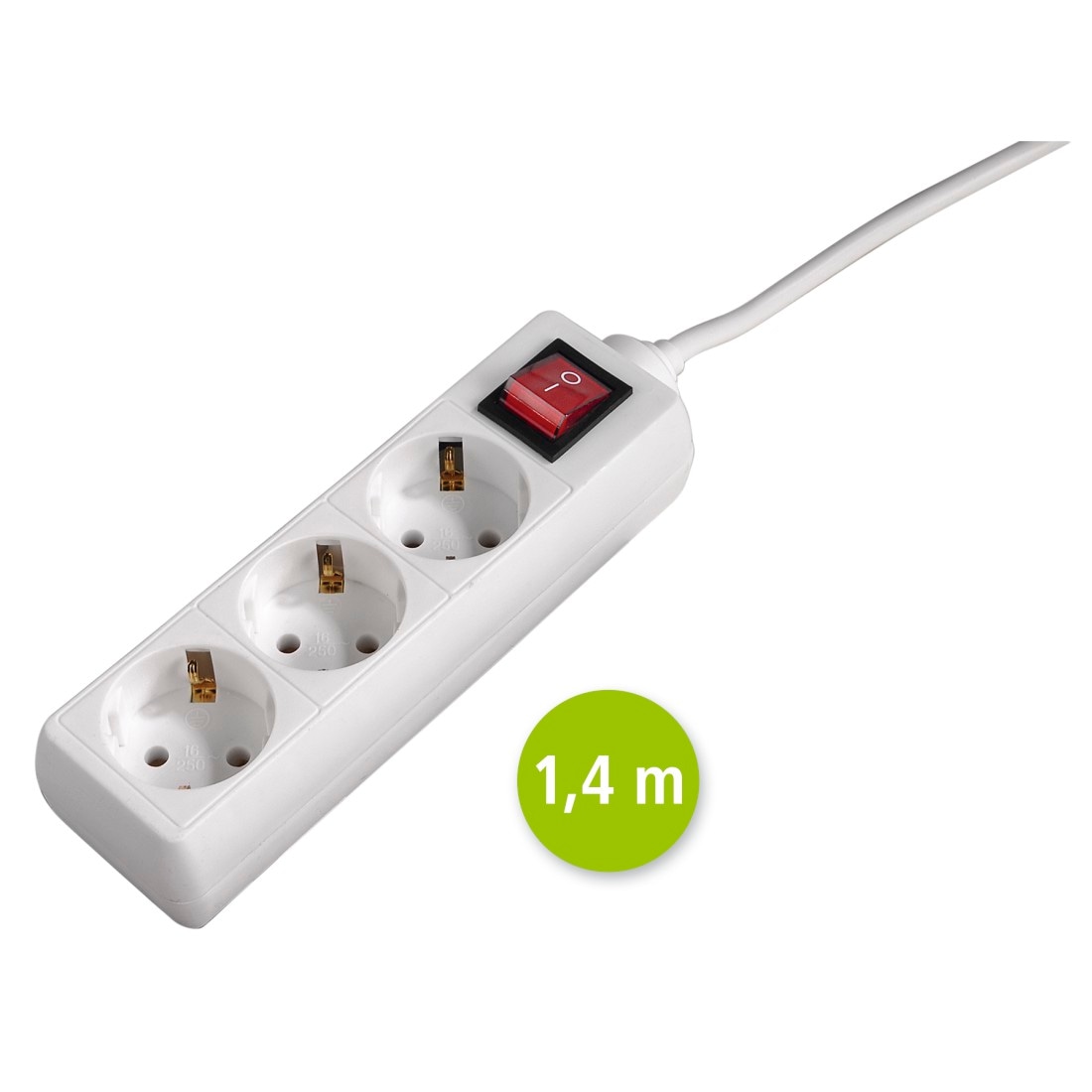 Hama Steckdosenleiste »Steckdosenleiste 3 fach mit Schalter, 2er Set, Mehrfachsteckdose, 1,4m« 3-fach (Ein- / Ausschalter | Schalterbeleuchtung Kabellänge 1,4 m)