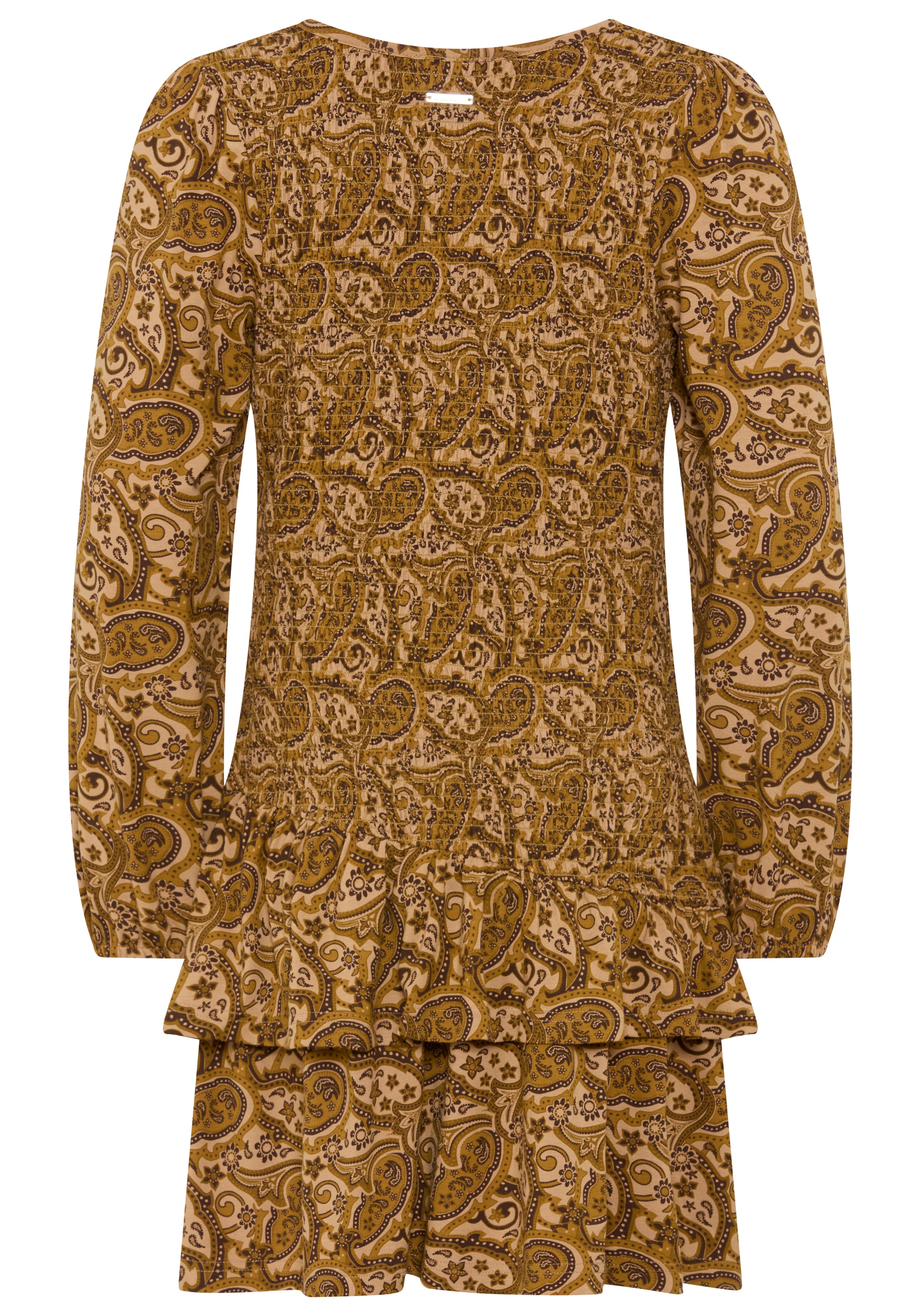 Bruno Banani Smokkleid »Viskose-Kleid in Allover-Design« für Mädchen, kniefrei, mit Volants, mit Langarm