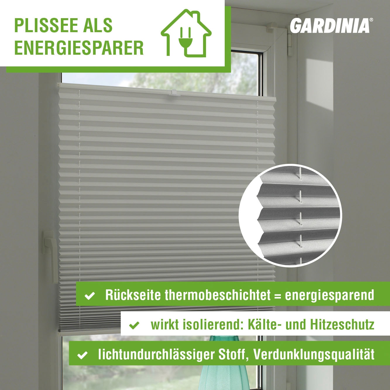 GARDINIA Dachfensterplissee, blickdicht, ohne Bohren, passend für Velux Dachfenster, in Crush-Optik