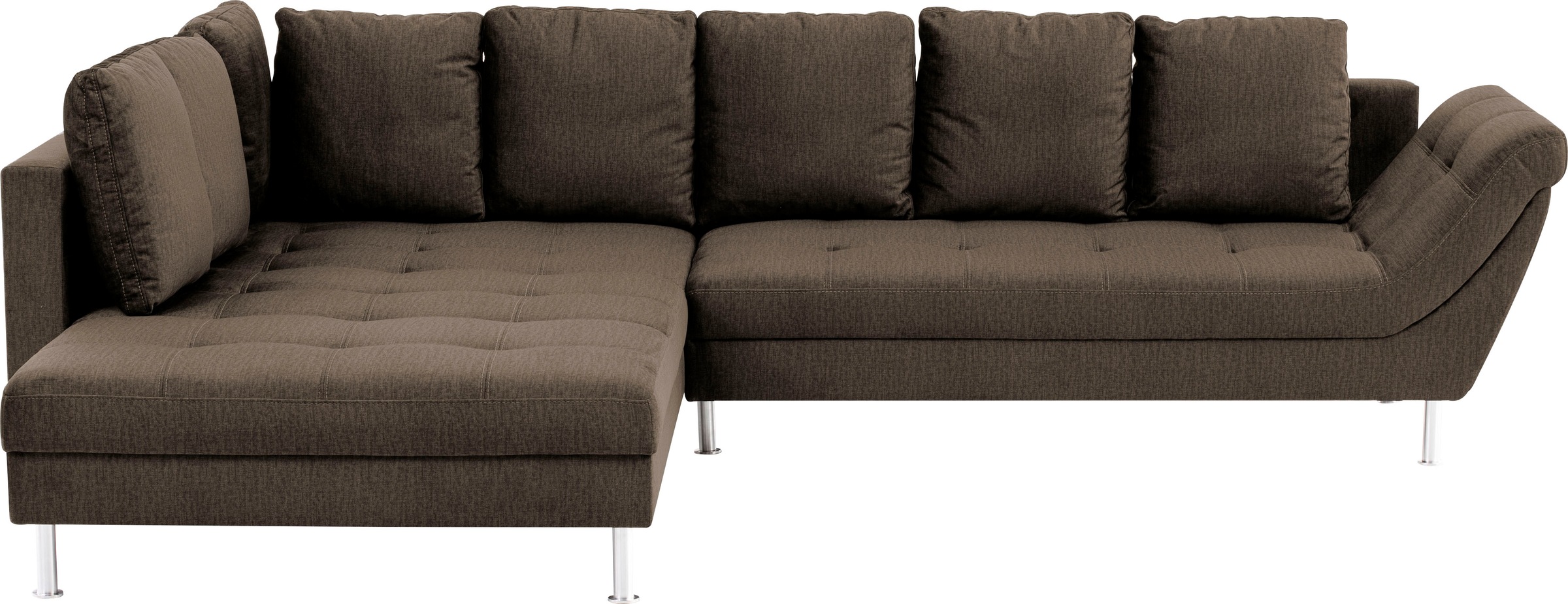 exxpo - sofa fashion Ecksofa »Laconi, extravagantes Designsofa mit tollem Sitzkomfort, L-Form«, in hochwertiger Detailverarbeitung, bequeme Armlehne, hoher Fuß