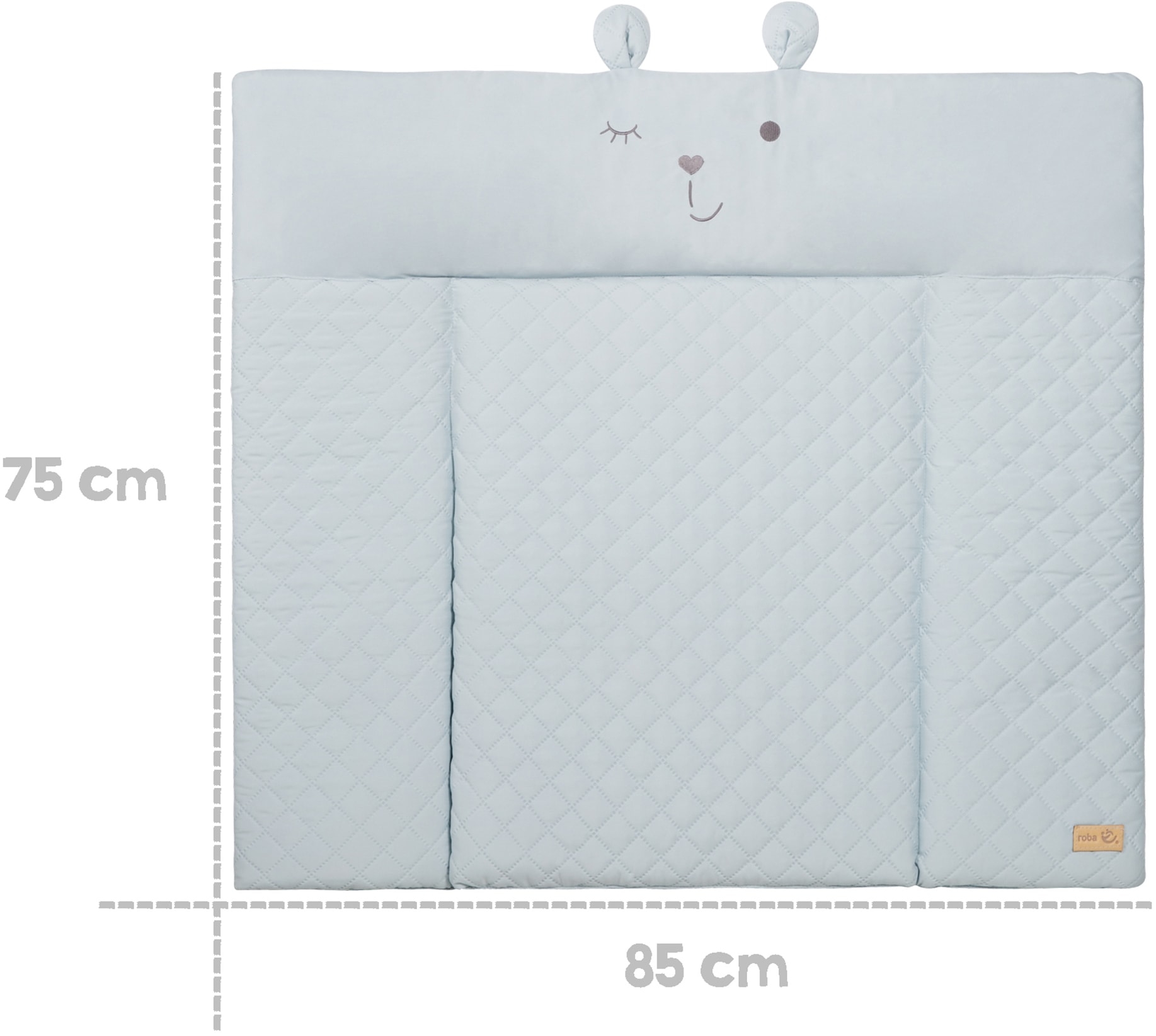 Thumbnail - roba Wickelauflage "Style, Soft, sky" mit aufgesticktem Gesicht