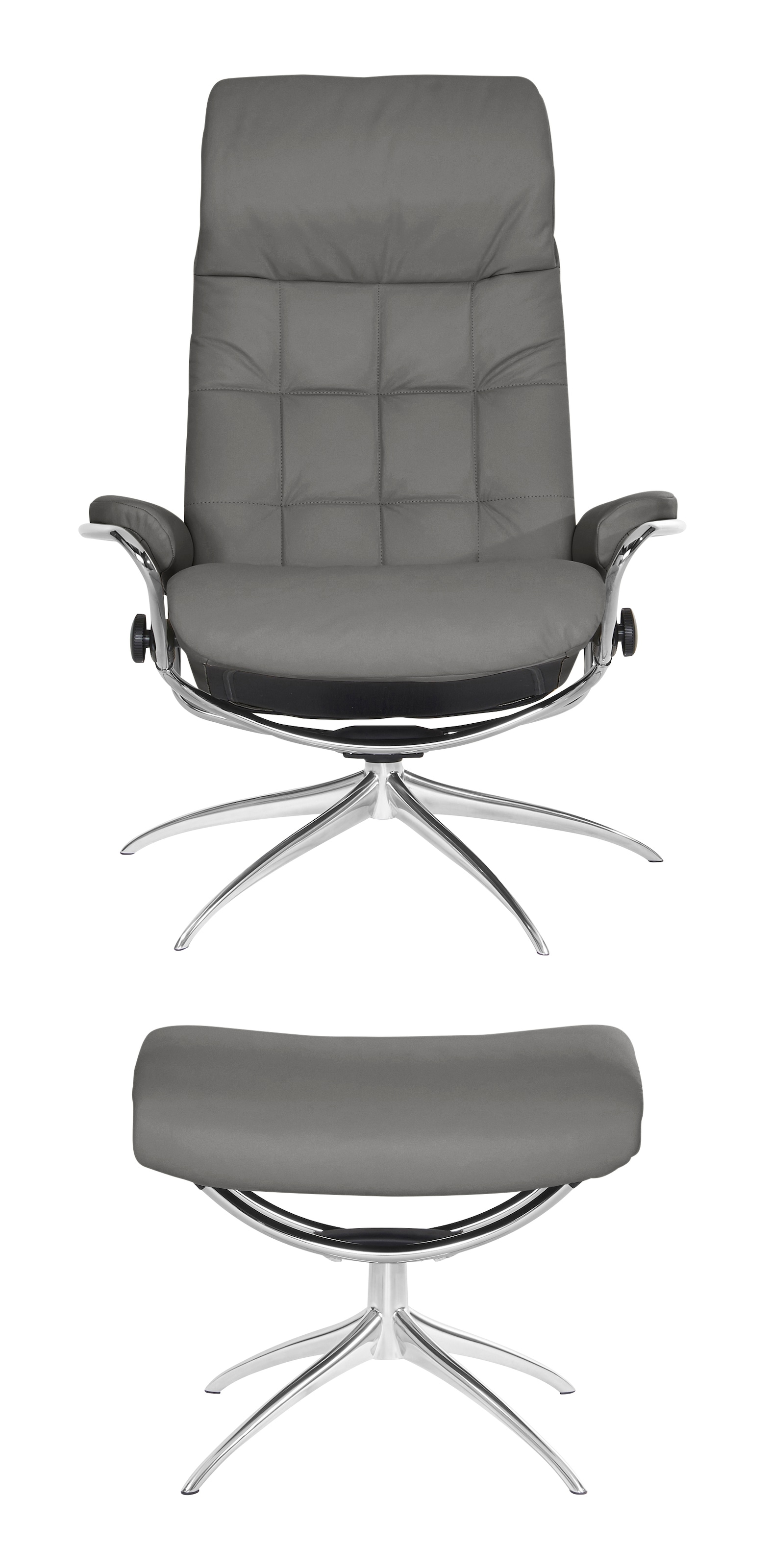 Stressless® Relaxsessel »London«, (Set, Relaxsessel mit Hocker), mit Hocker, High Back, mit Star Base, Gestell Chrom
