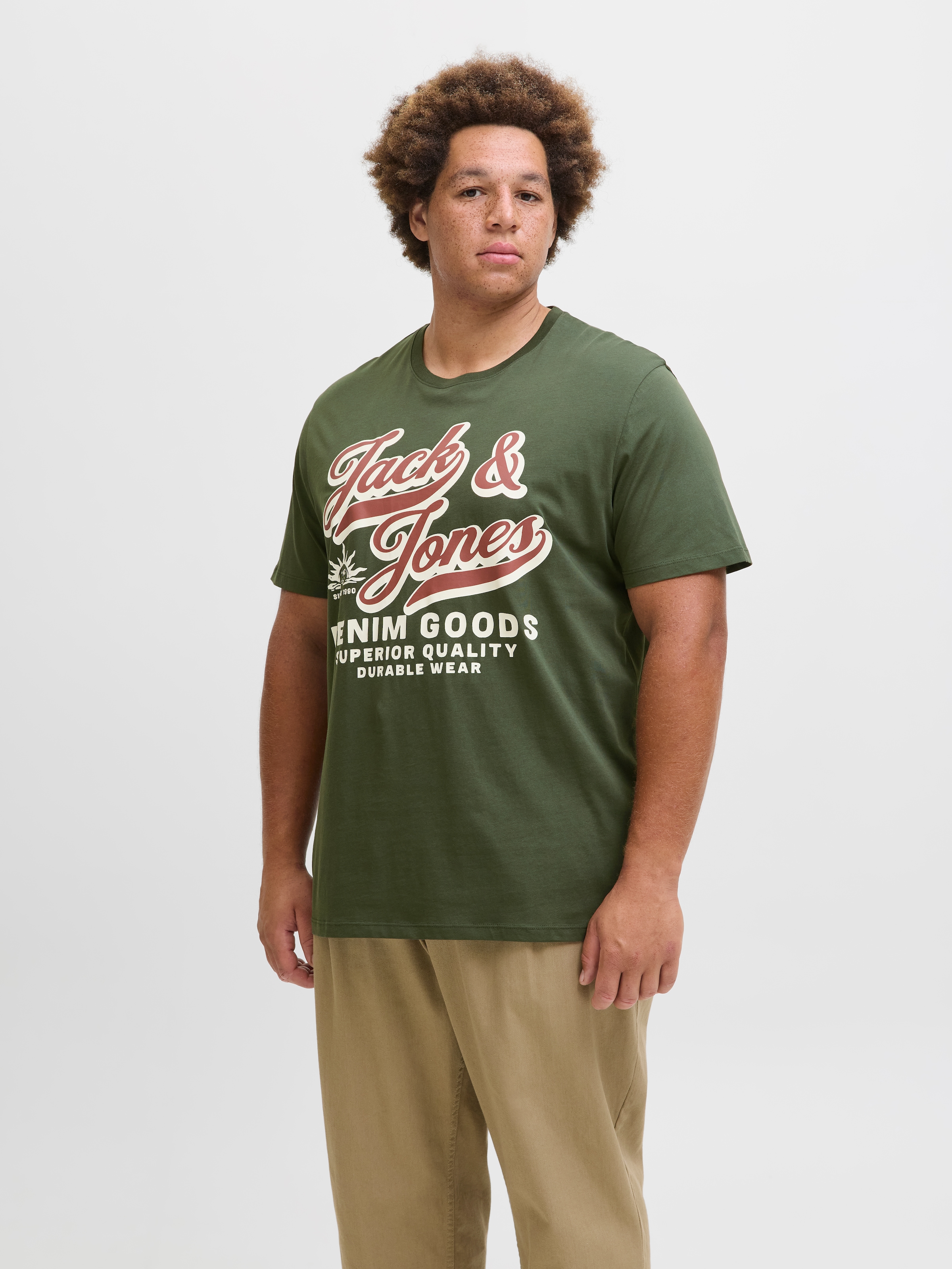 Jack & Jones PlusSize T-Shirt »JJELOGO TEE SS 2 COL AW25 3PK MP PLS«, (Packung, 3 tlg.)