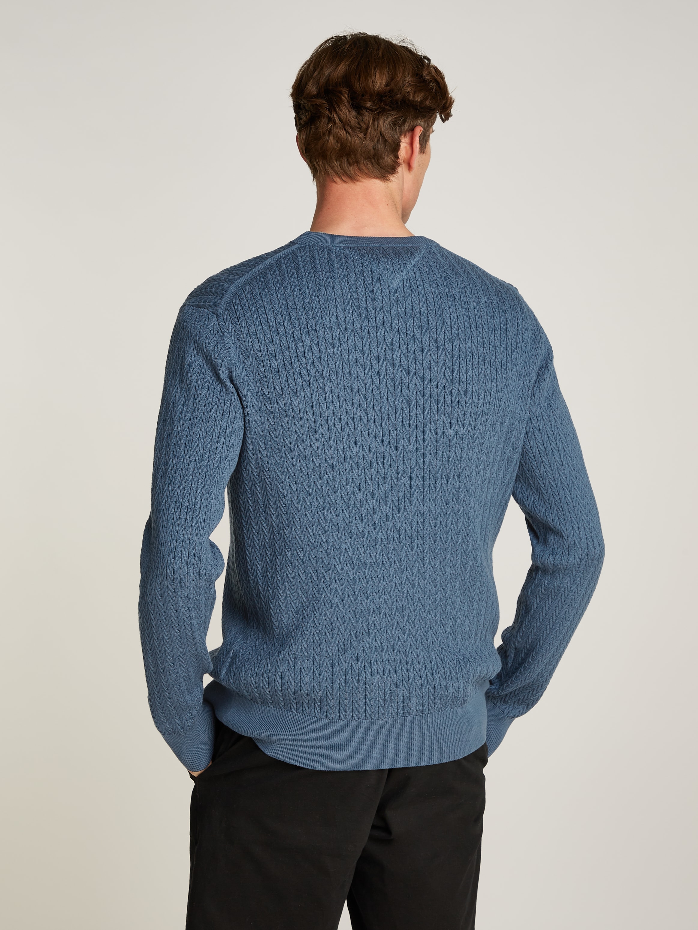 Tommy Hilfiger Strickpullover »HERRINGBONE STRUCTURE C NK«, mit Zopfmuster