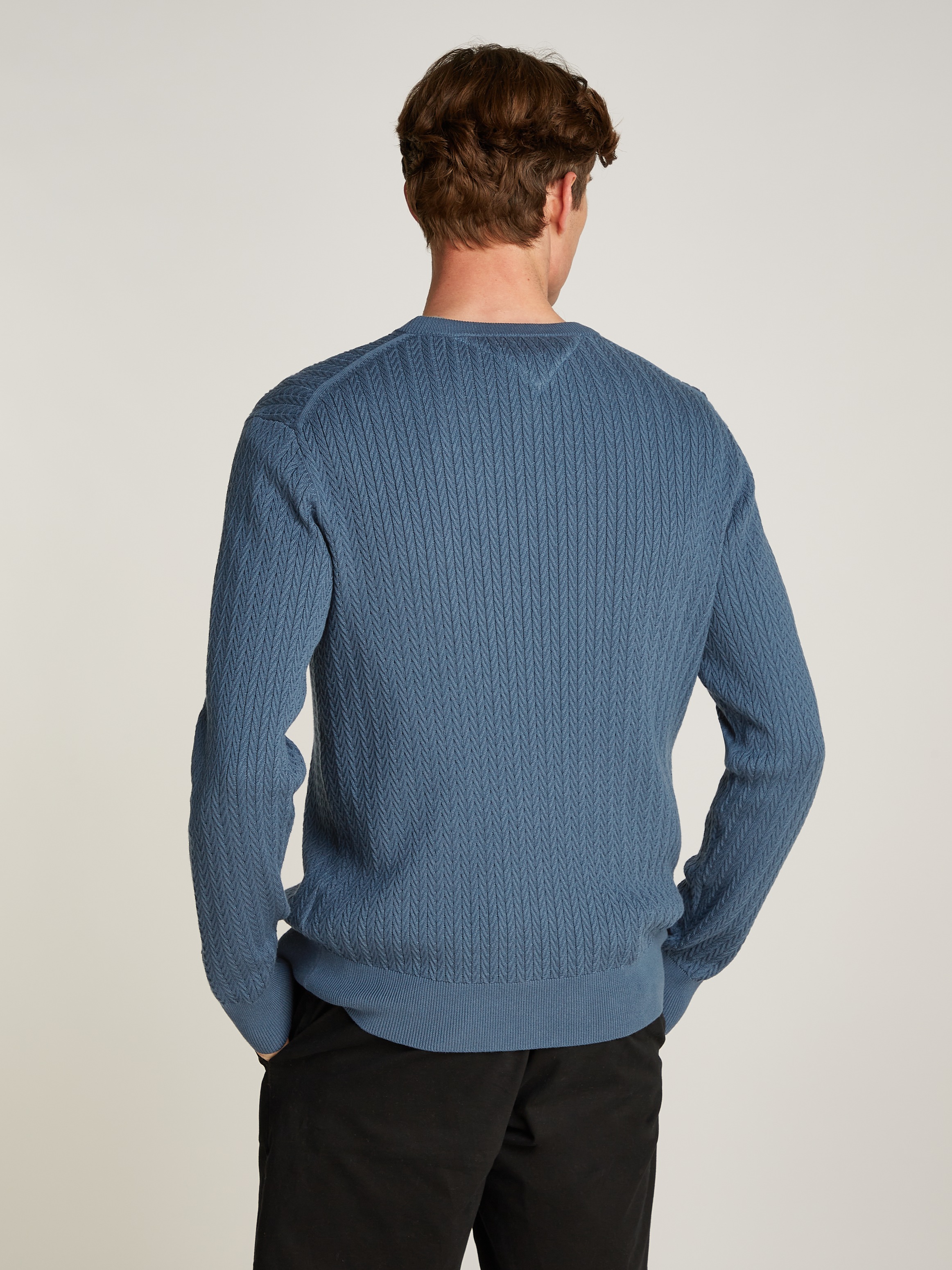 Tommy Hilfiger Strickpullover "HERRINGBONE STRUCTURE C NK", mit Zopfmuster günstig online kaufen