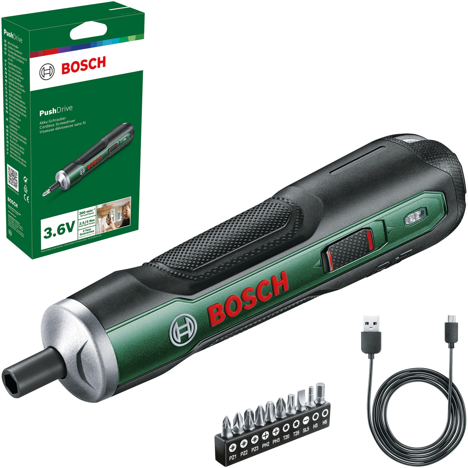 Bosch Home & Garden Akku-Schrauber "PushDrive", mit eingebauten Akku 3,6V/1,5Ah