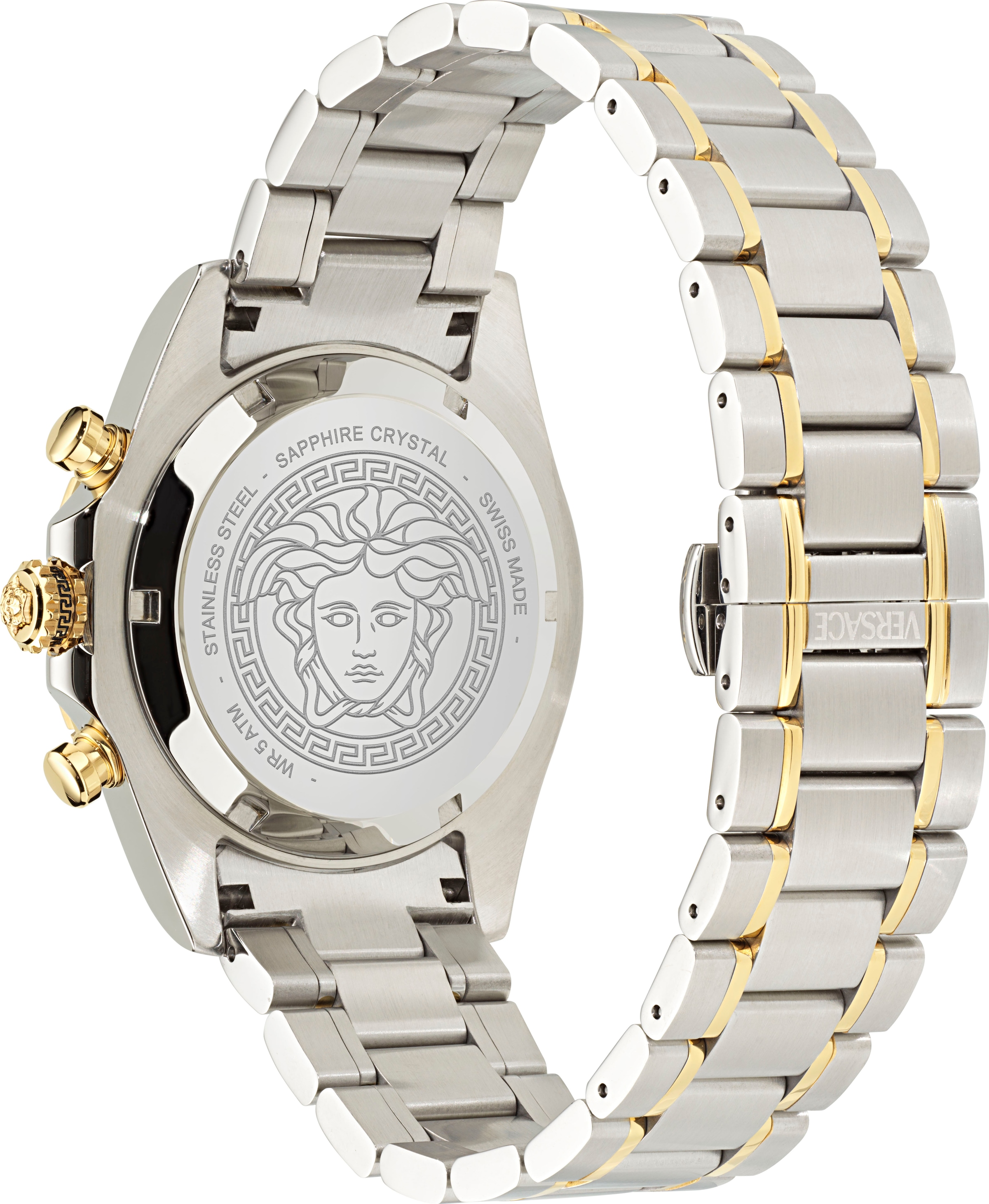 Versace Chronograph »VERSACE CHRONO X«, Quarzuhr, Armbanduhr, Herrenuhr,Swiss Made,Edelstahlband,Stoppfunktion