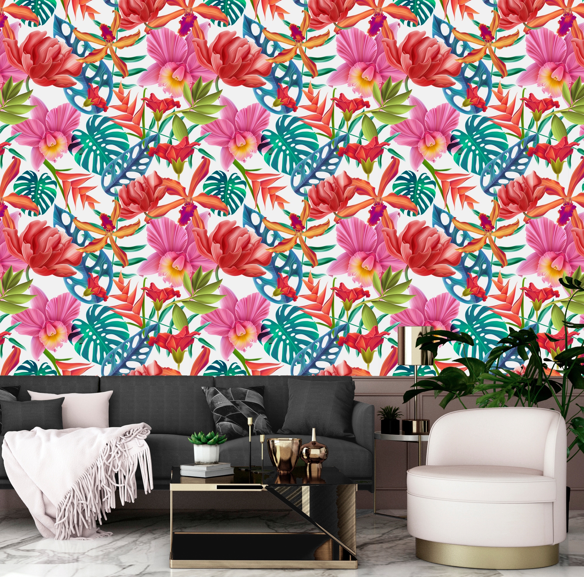queence Vinyltapete »Annabell«, bedruckt-Motiv-botanisch-floral-gemustert-natürlich, 90x250cm, selbstklebend, kinderleichte Anbringung, Sticker