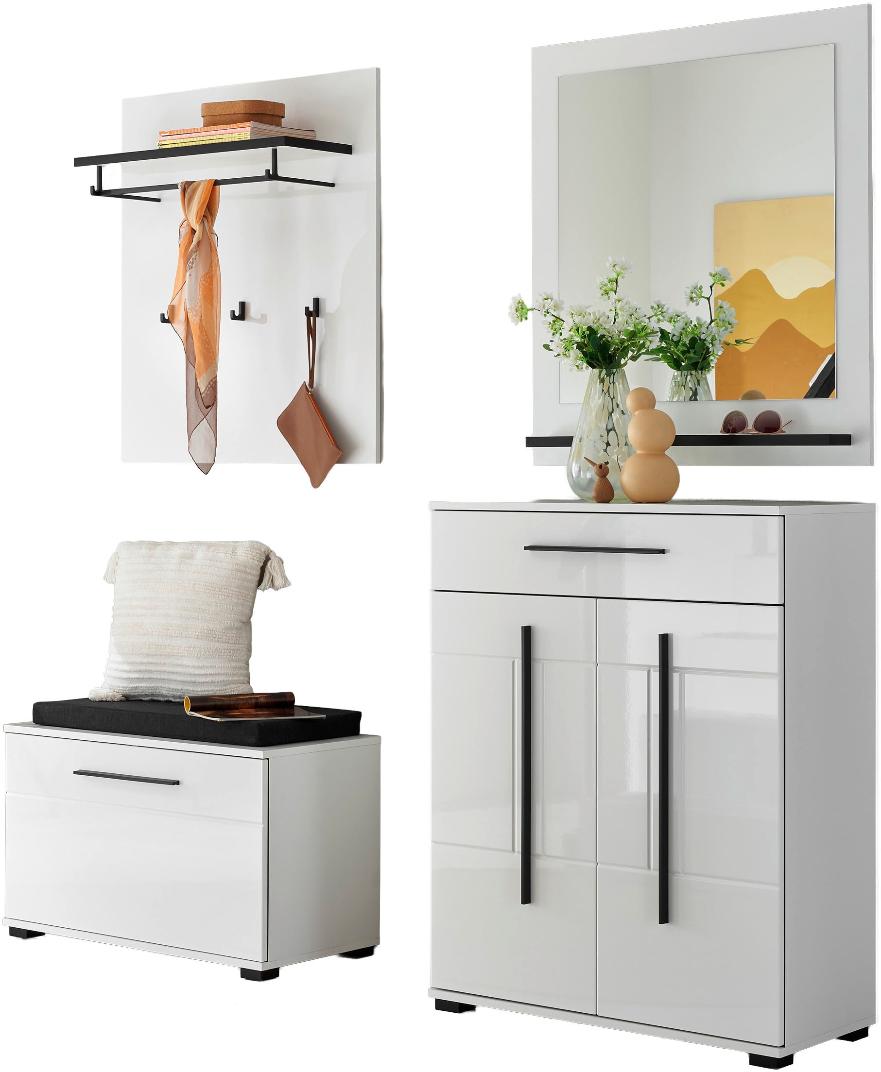 Home affaire Garderoben-Set "Cantara, moderne Garderobe, Komplettset mit viel Stauraum" Komplett-Set, 4 Stk. tlg.