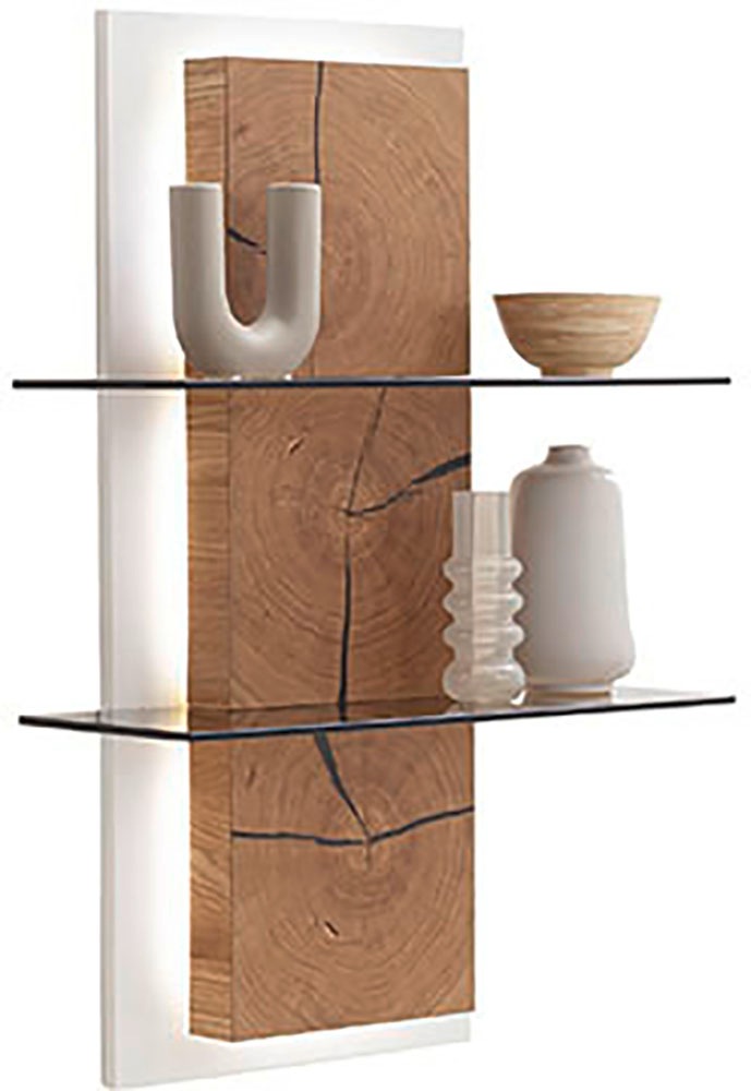 MCA furniture Wandregal »Matadi Wandregal« 1 Stk. tlg. Wandregal, Soft White, Holzabsetzung, 2 Glasablagen, Breite 60cm