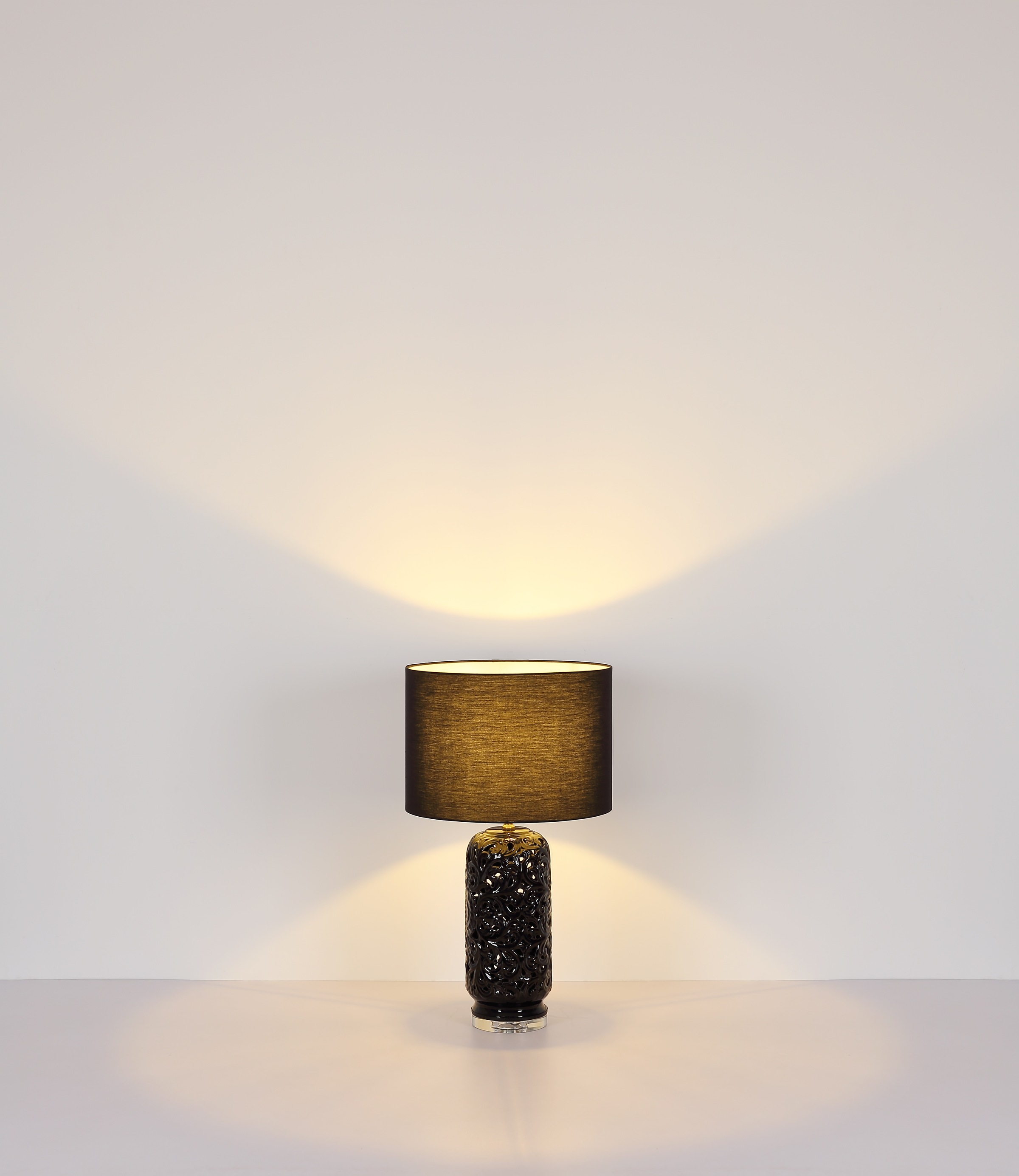 GLOBO LIGHTING Tischleuchte »SEBASTIAN«, Leuchtmittel E27 | ohne Leuchtmittel, Tischlampe/Schlafzimmer/Wohnzimmer/Textil schwarz