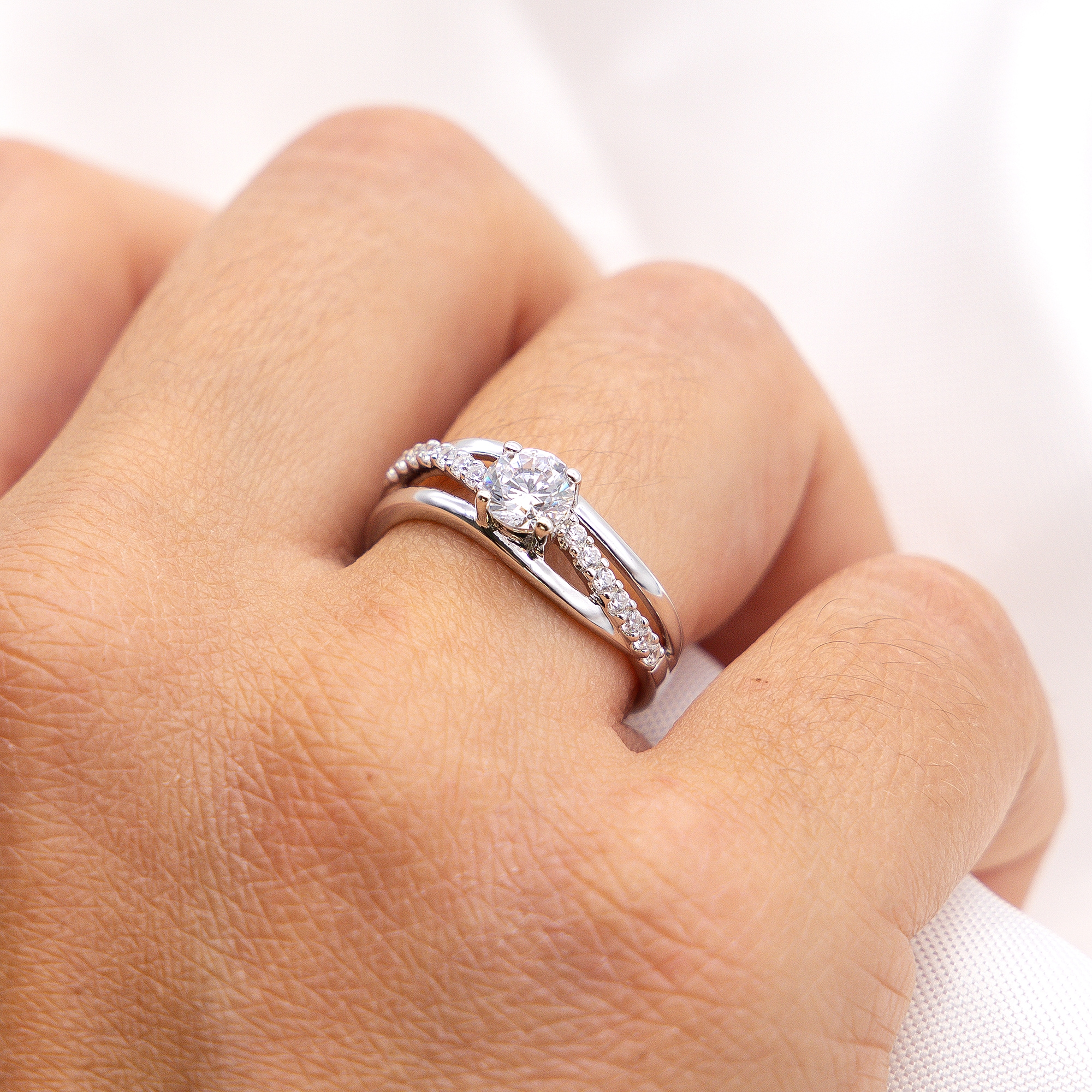 Zeeme Fingerring »Silber 925 rhodiniert mit Zirkonia weiß«
