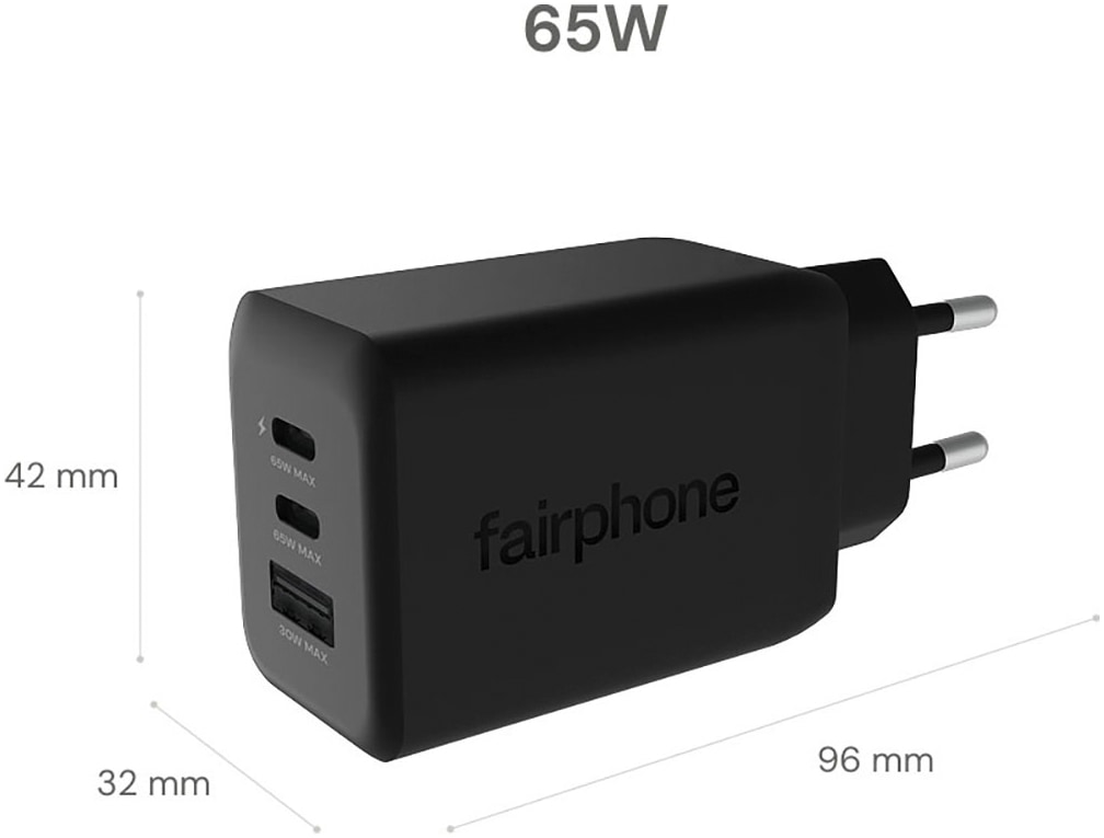 Fairphone USB-Ladegerät »65 W Triple-Port USB-C Schnellladegerät«