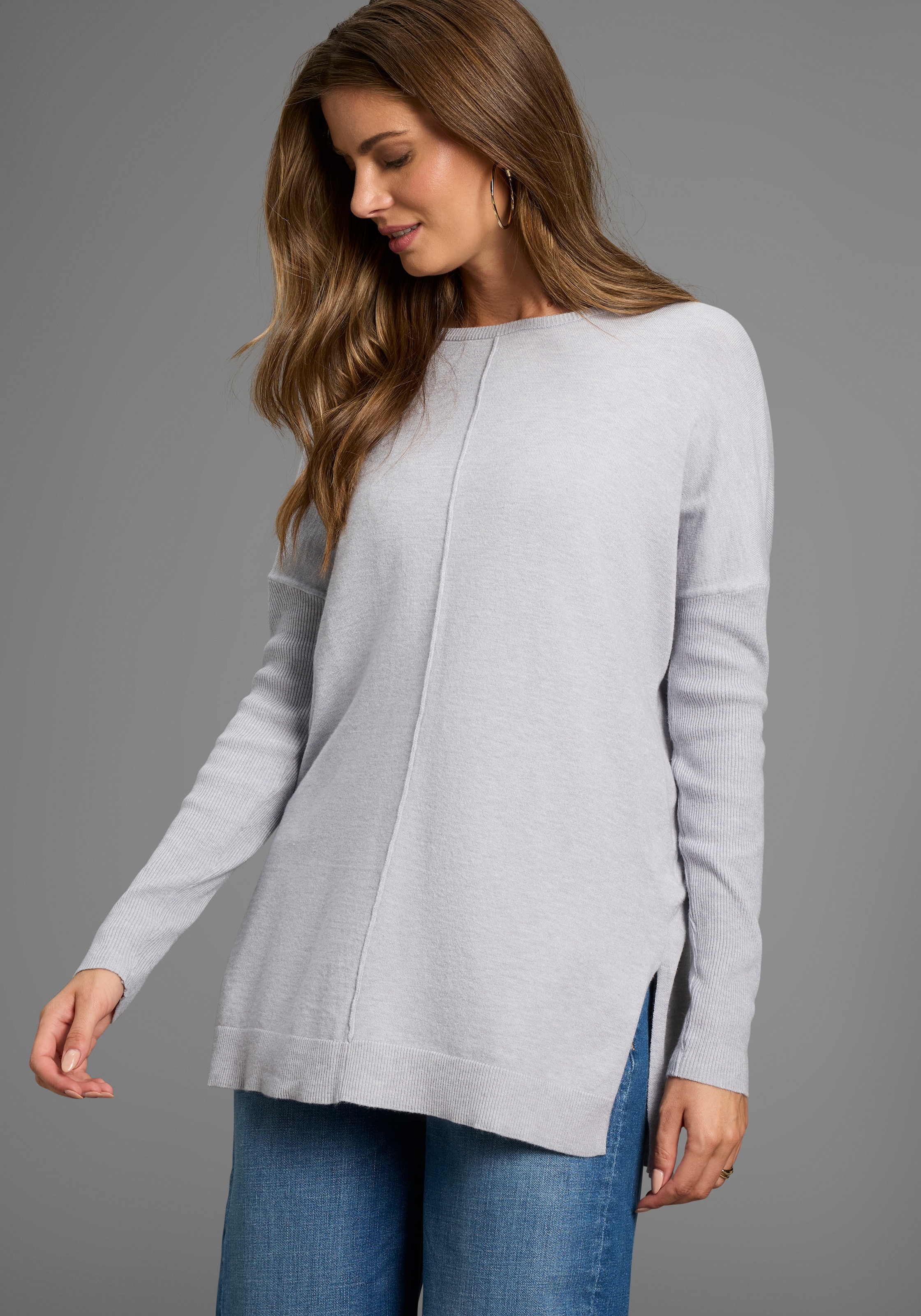 Laura Scott Longpullover, Feinstrick in lockerer Form mit seitlichen Schlit günstig online kaufen