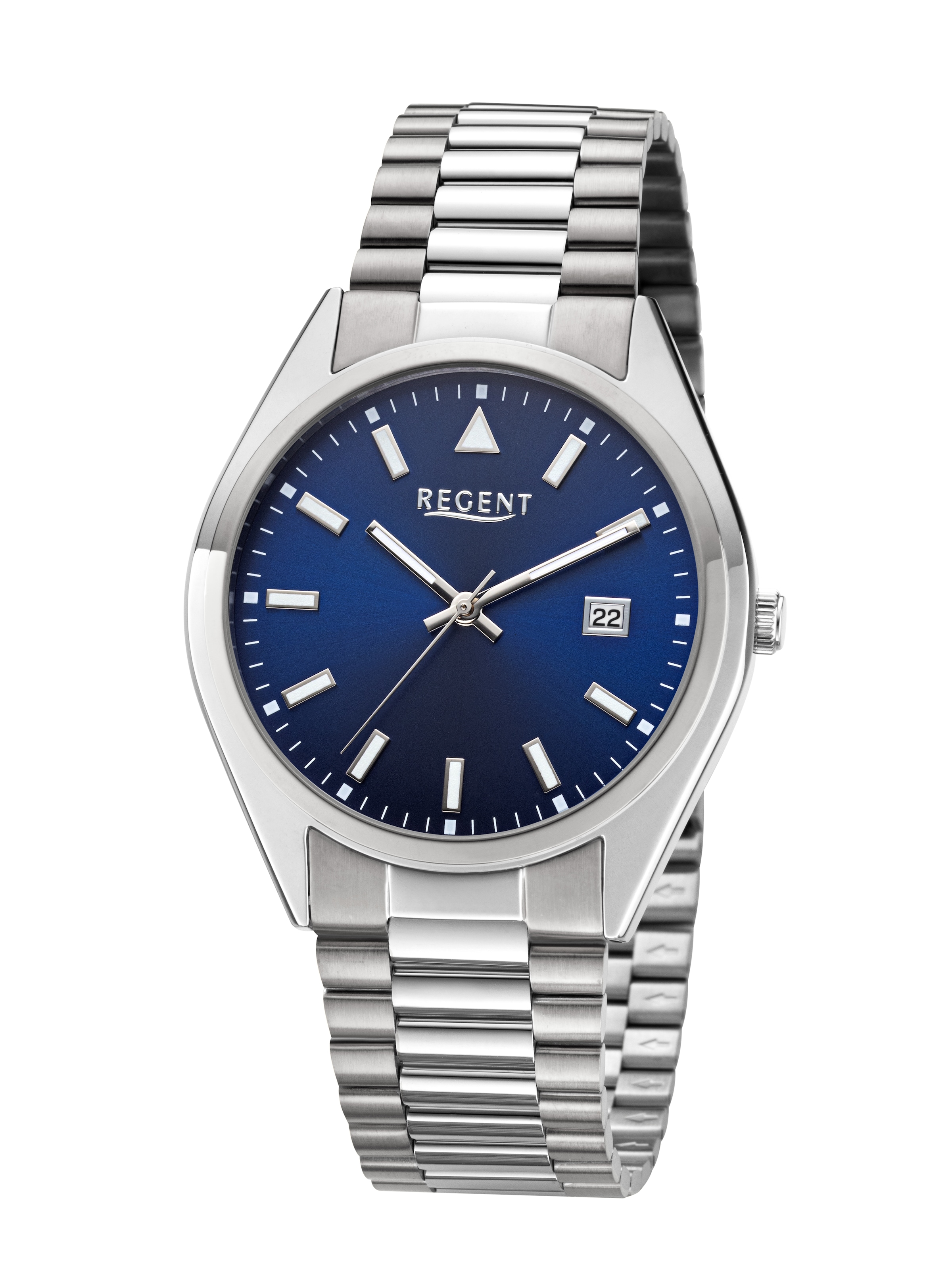Regent Quarzuhr Armbanduhr, Damenuhr, Herrenuhr, Edelstahlarmband, analog, Tag