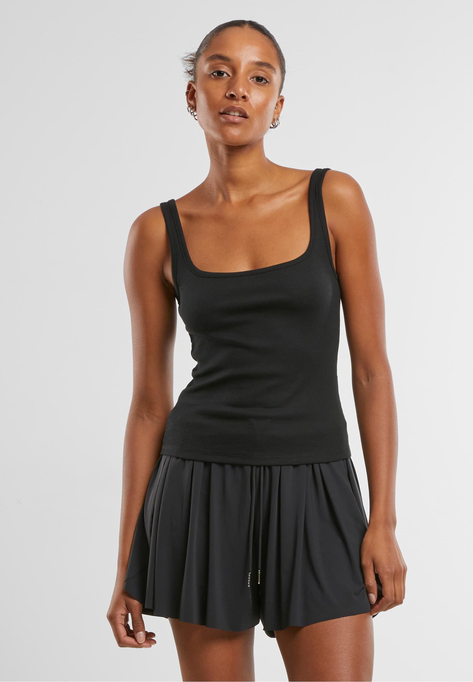 URBAN CLASSICS Muskelshirt »Urban Classics Ladies Wide Neck Rib Top 2-Pack«, (1 tlg.)