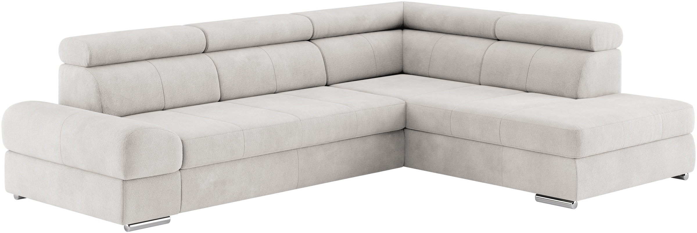 Ecksofa SIT & MORE "Broadway L-Form", grau (hellgrau), B:270cm H:79cm T:213cm, 90% Polyester, 10% Polyamid, Sofas, Ecksofa, mit verstellbaren Kopfteilen, wahlweise mit Bettfunktion 8