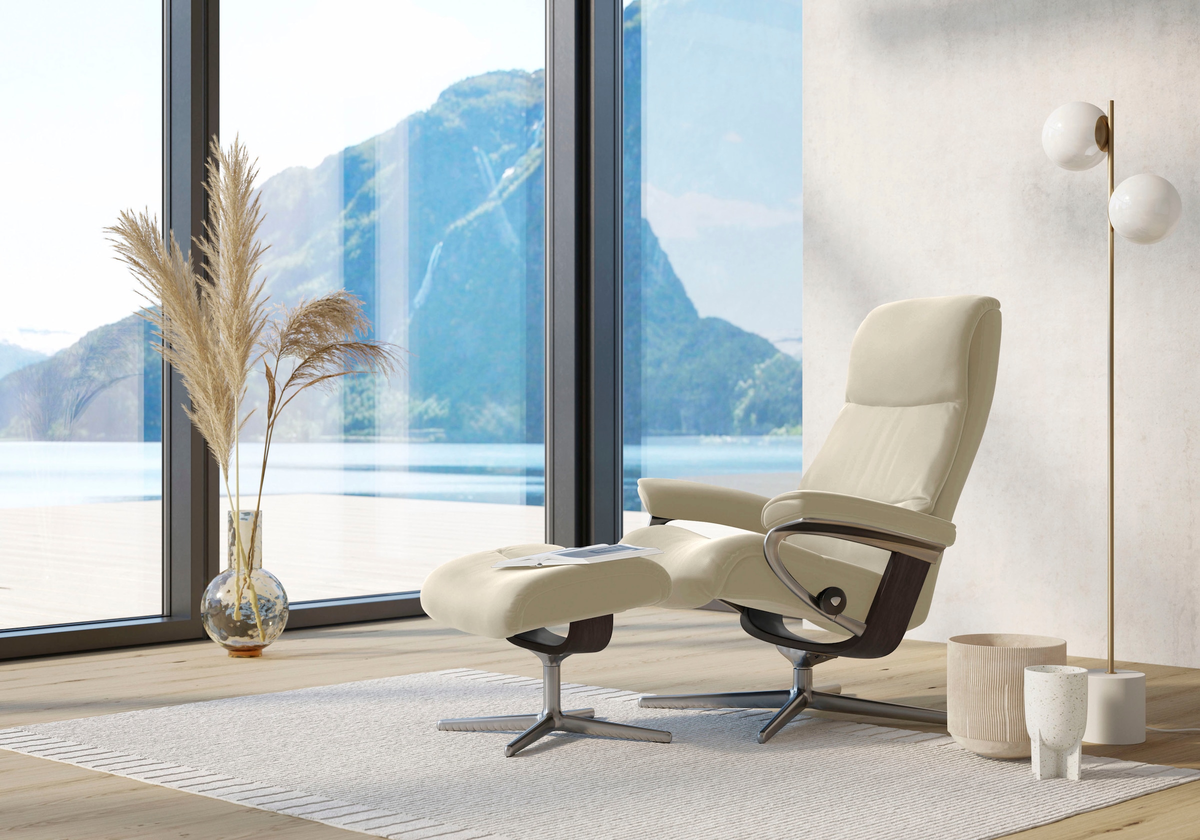 Stressless Fußhocker "View", mit Cross Base, Größe S, M & L, Holzakzent Wenge