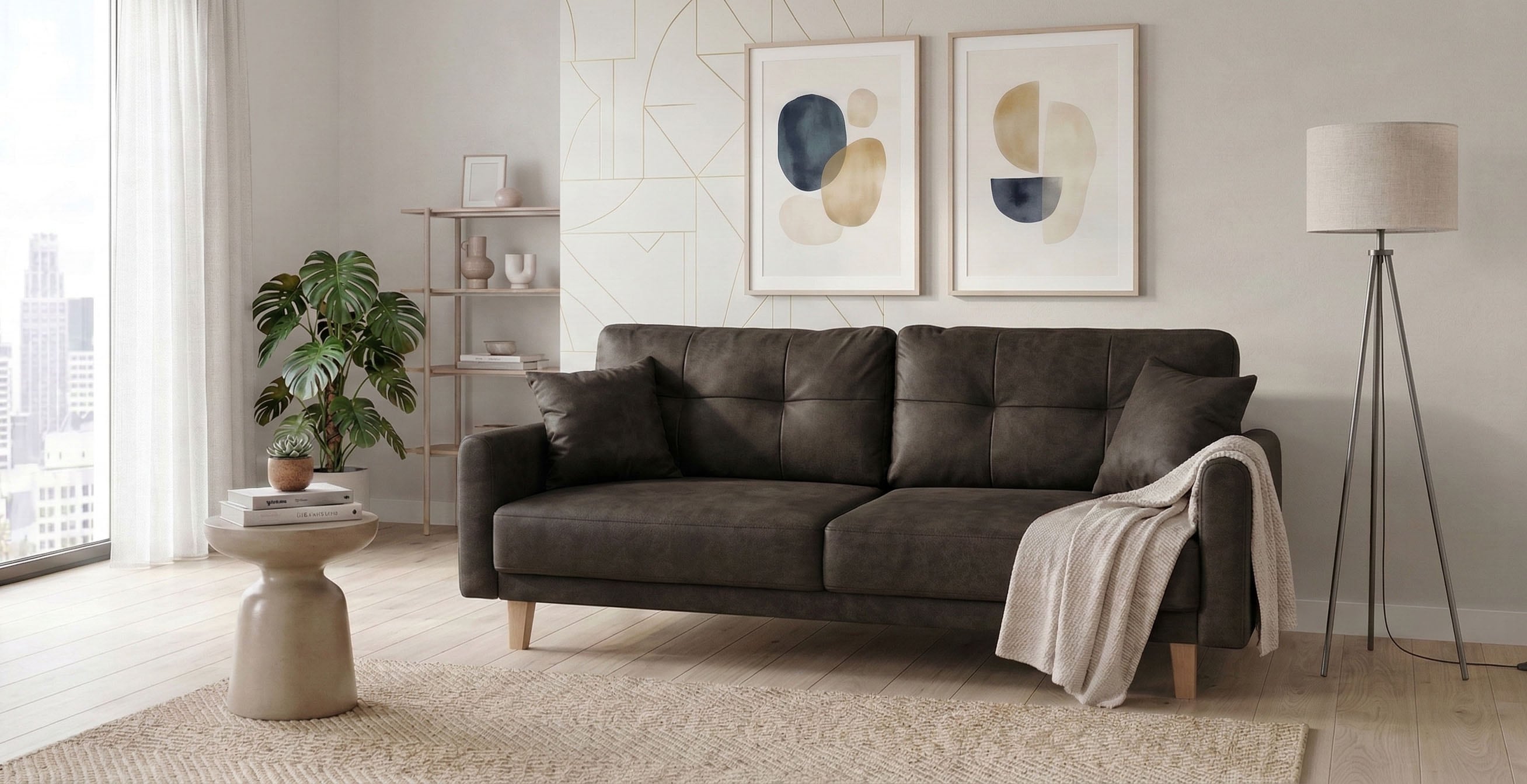 OTTO home 3-Sitzer "TRIPLO optionale Schlafsofa mit Bettkasten, Maße B/T/H: 215/100/89 cm" Wahlweise Bettfunktion - Liegefläche 145x191 cm, Rücken-, Zierkissen