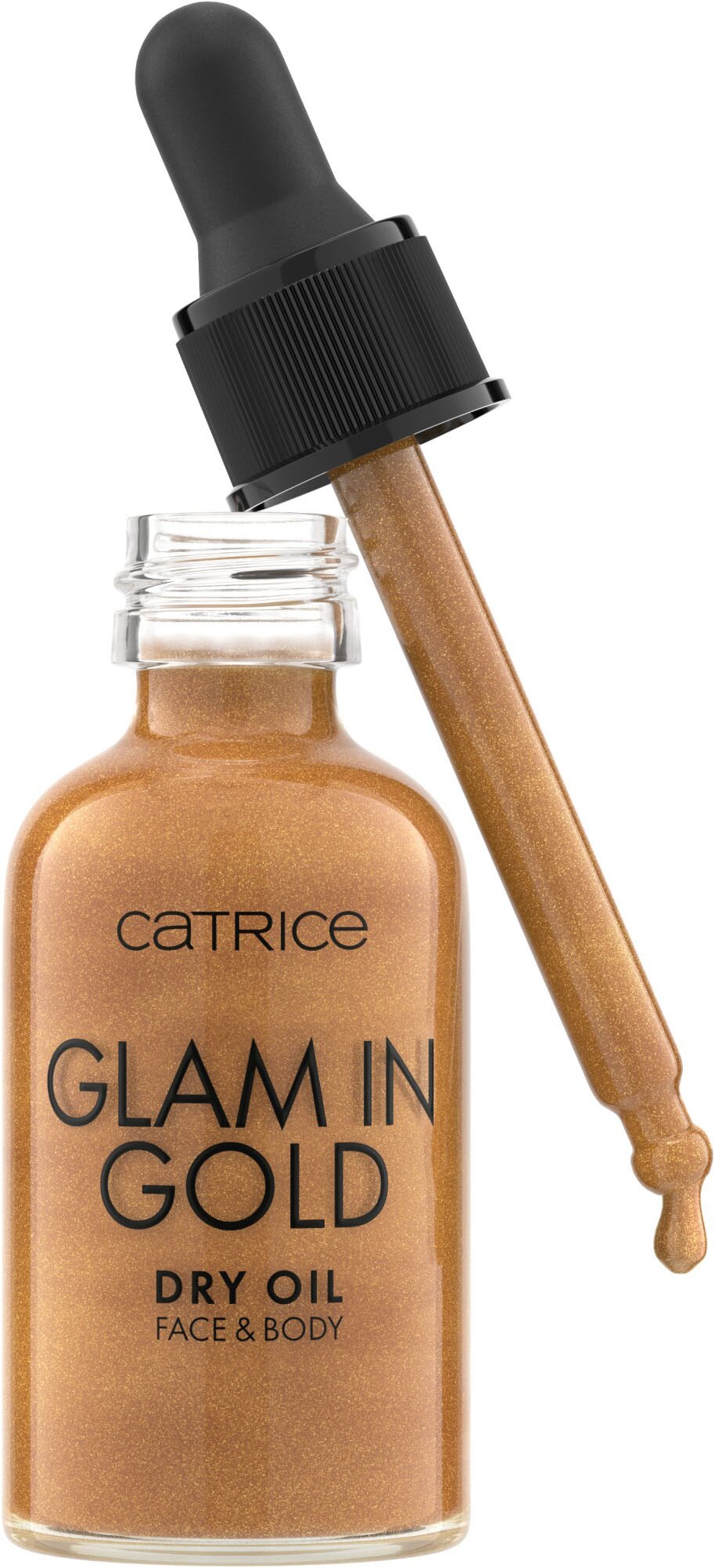 Catrice Highlighter »Glam In Gold Dry Oil«, Pflegender Effekt für seidig-glatte Haut, floraler Duft