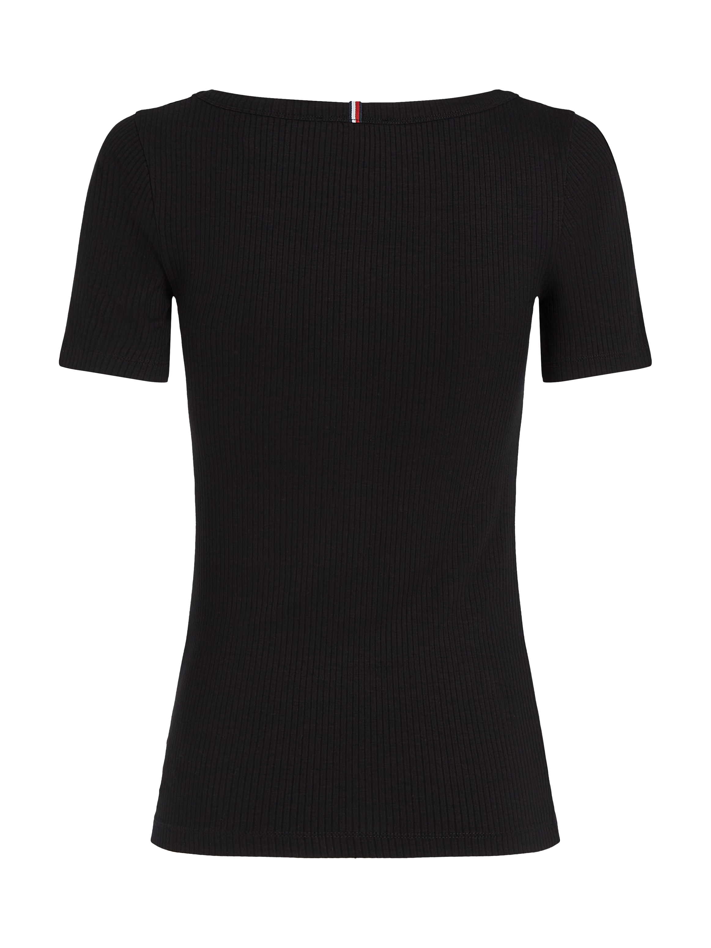 Tommy Hilfiger Rundhalsshirt »SLIM 5X2 RIB O-NK SS«, mit dezenter Tommy Hilfiger Logostickerei