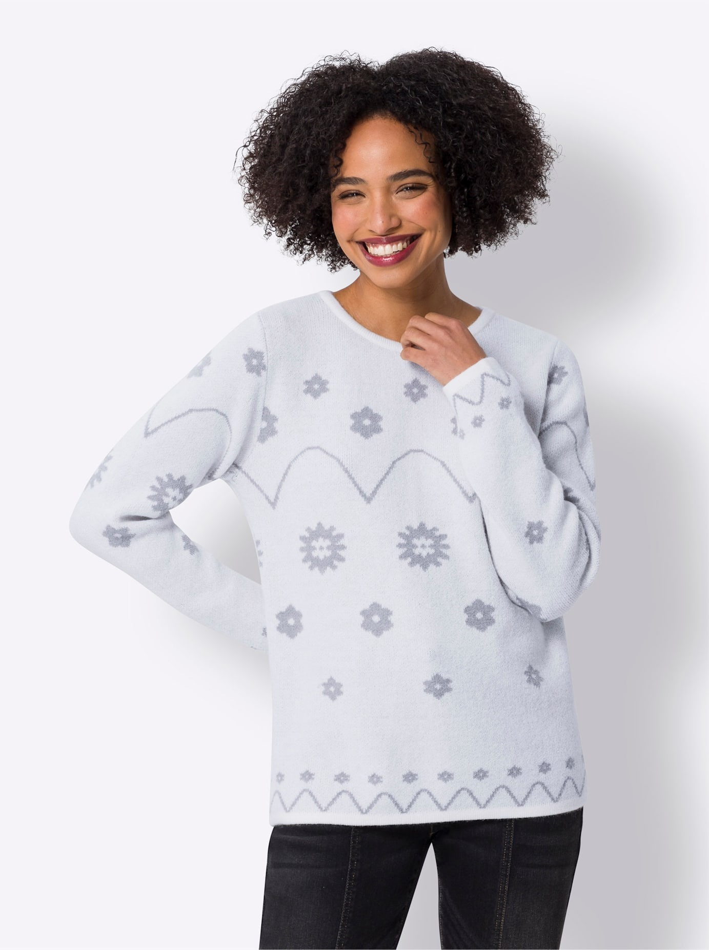 heine Rundhalspullover "Jacquard-Pullover" günstig online kaufen