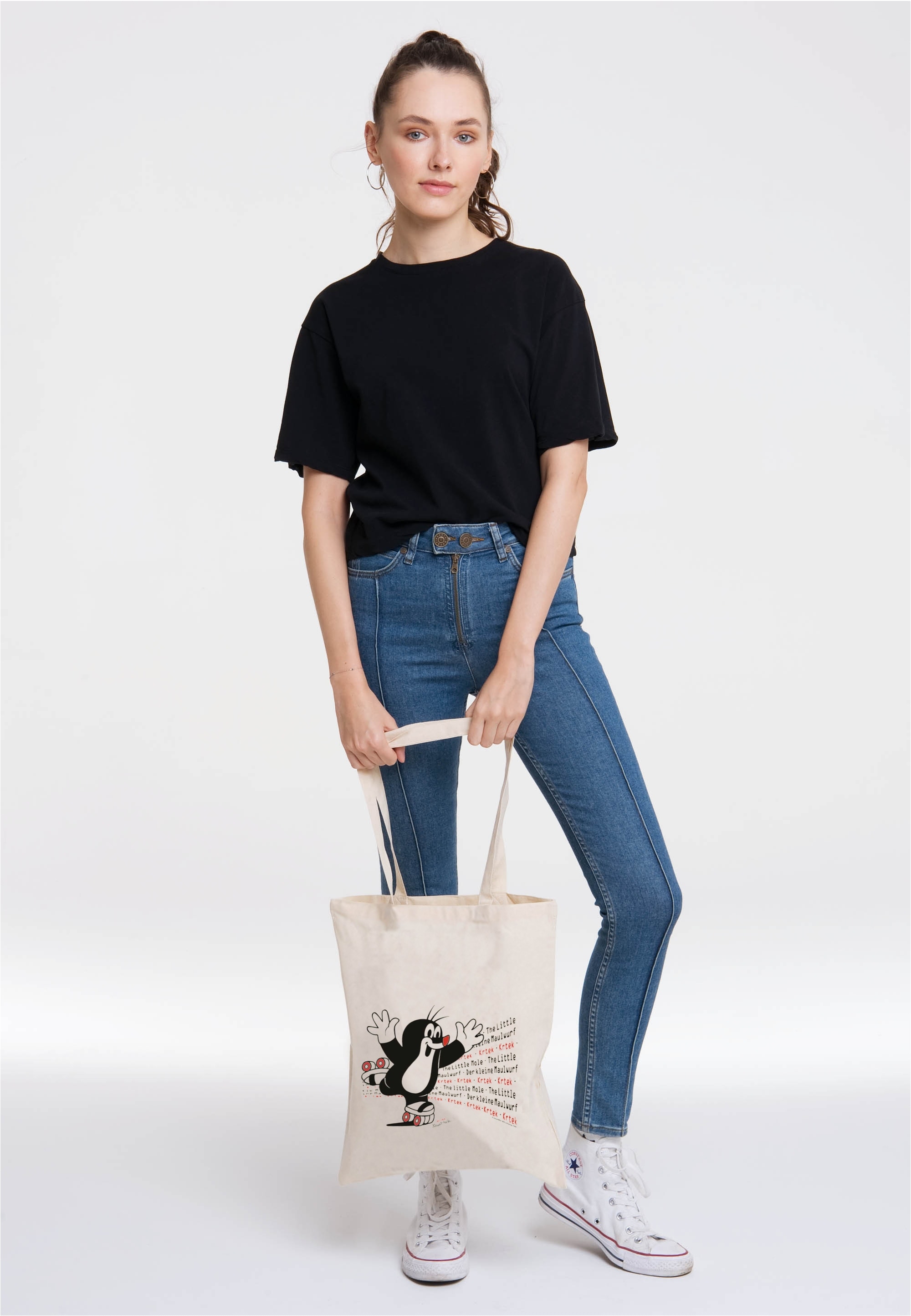 LOGOSHIRT Henkeltasche »Der kleine Maulwurf - Rollschuhe« mit coolem Motiv