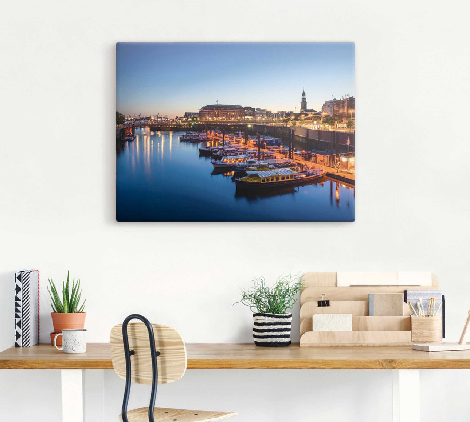Artland Wandbild »Hamburg Hafen Panorama mit Michel«, Deutschland, (1 St.), als Alubild, Outdoorbild, Leinwandbild, Poster in verschied. Größen