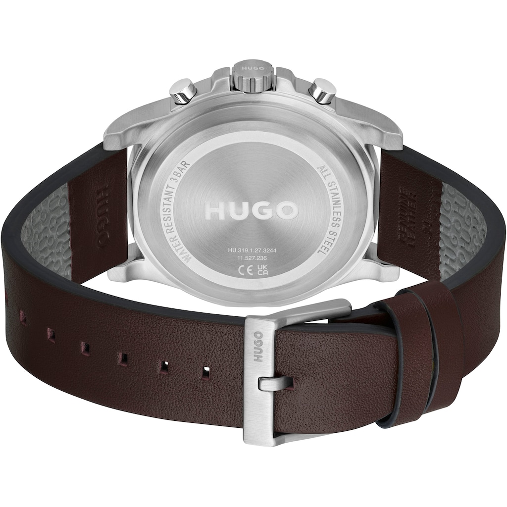 HUGO Multifunktionsuhr »#IMPRESS - FOR HIM, 1530294«, Quarzuhr, Armbanduhr, Herrenuhr, Datum, 12/24-Stunden-Anzeige