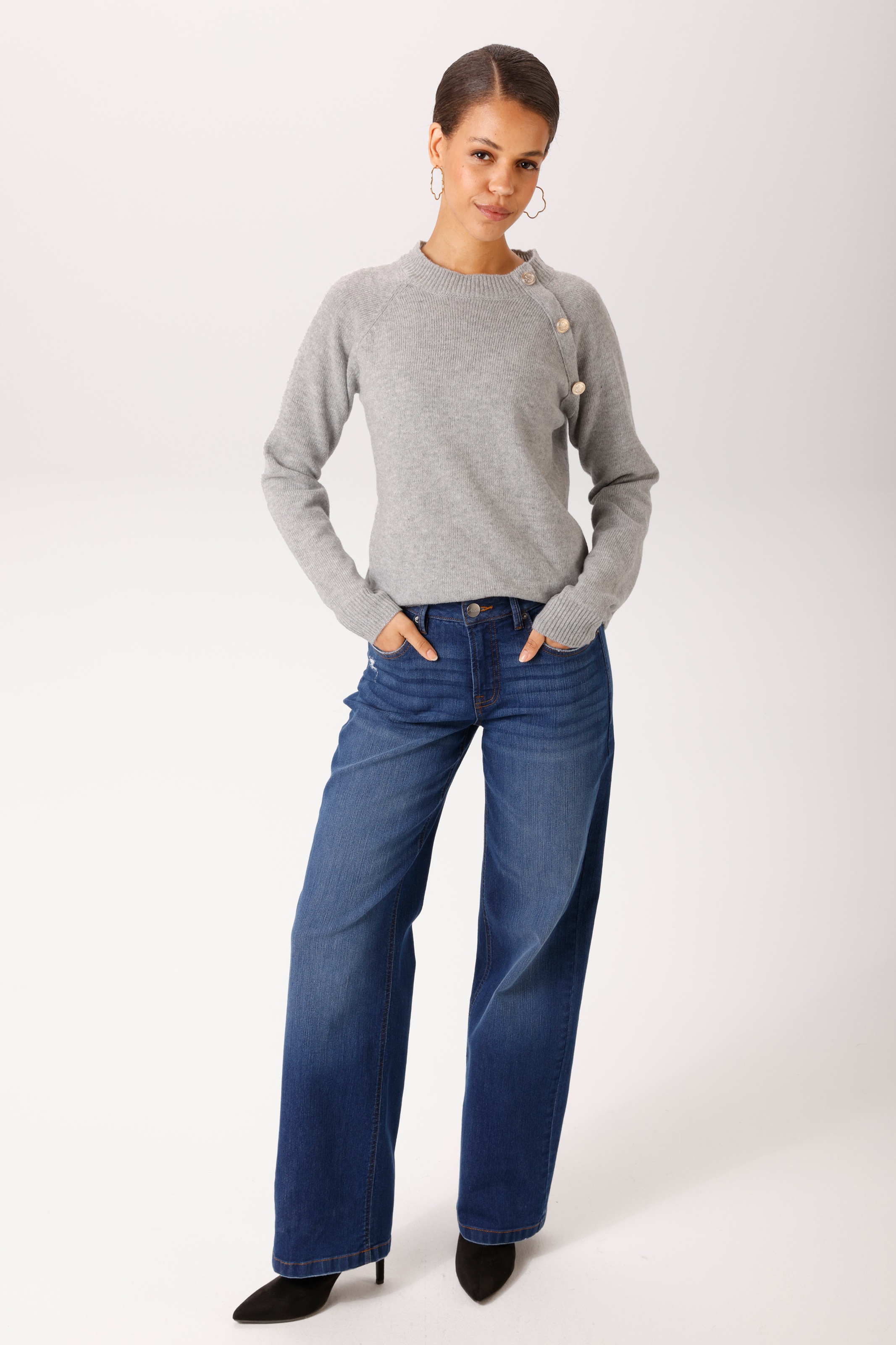 Aniston CASUAL Strickpullover mit dekorativen, geprägten Zierknöpfen - NEUE KOLLEKTION