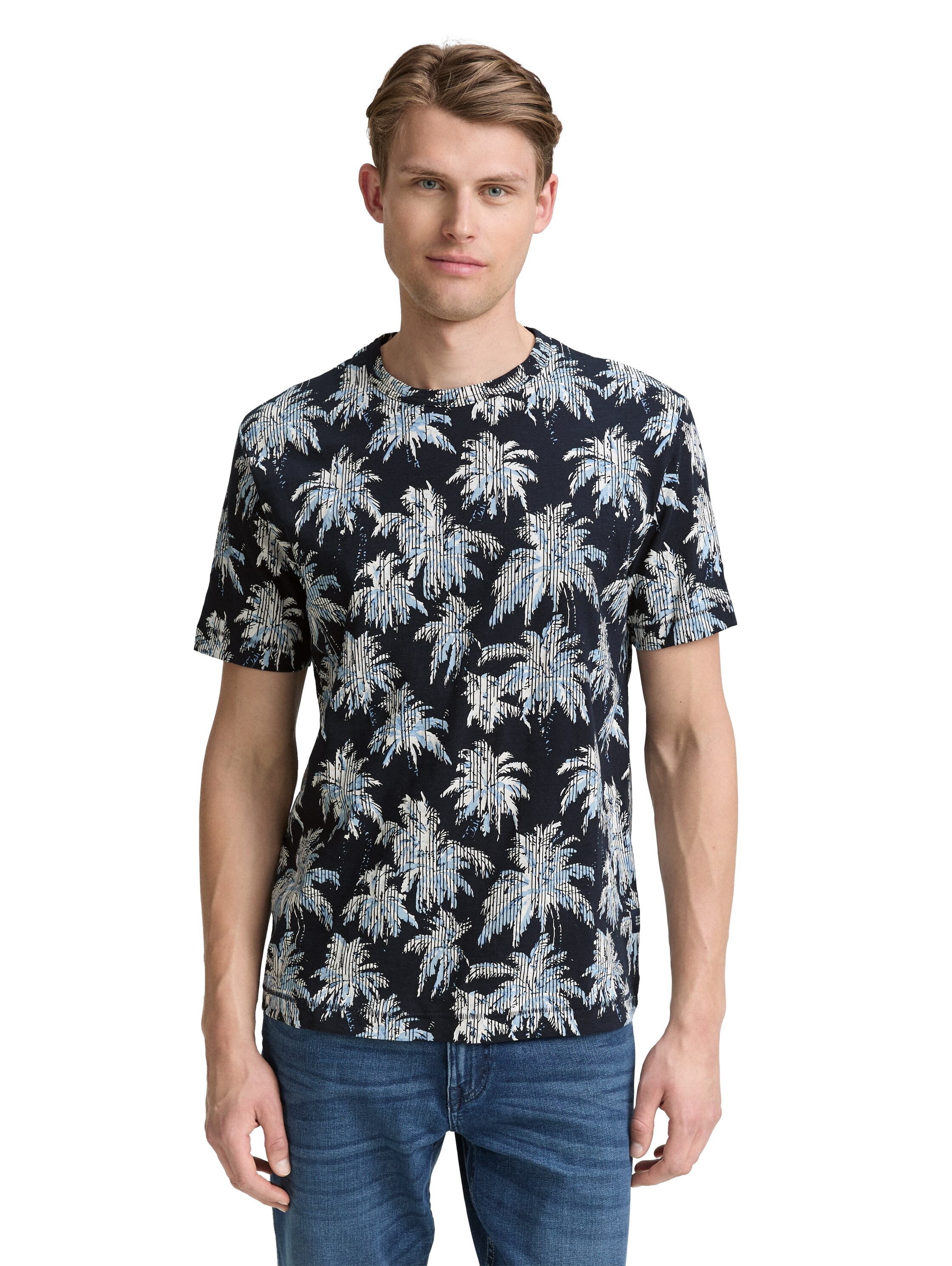 TOM TAILOR T-Shirt, mit All-Over Palmen Print günstig online kaufen
