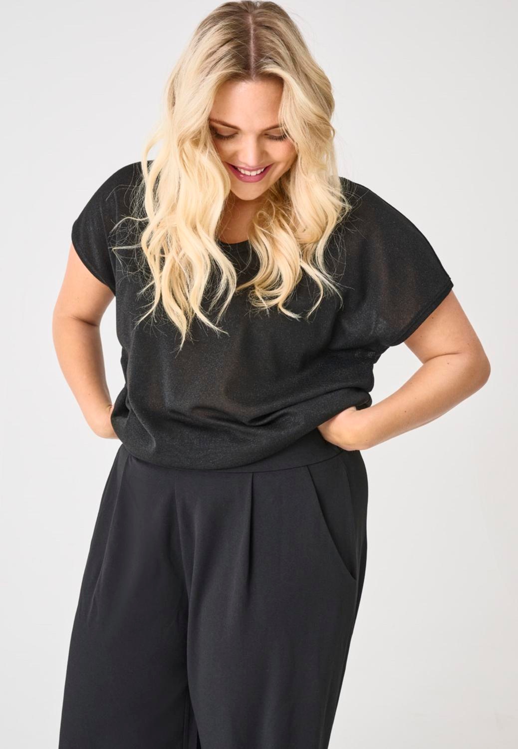 ONLY CARMAKOMA Kurzarmshirt "CARSILVERY S/S V NECK LUREX TOP JRS NOOS" günstig online kaufen