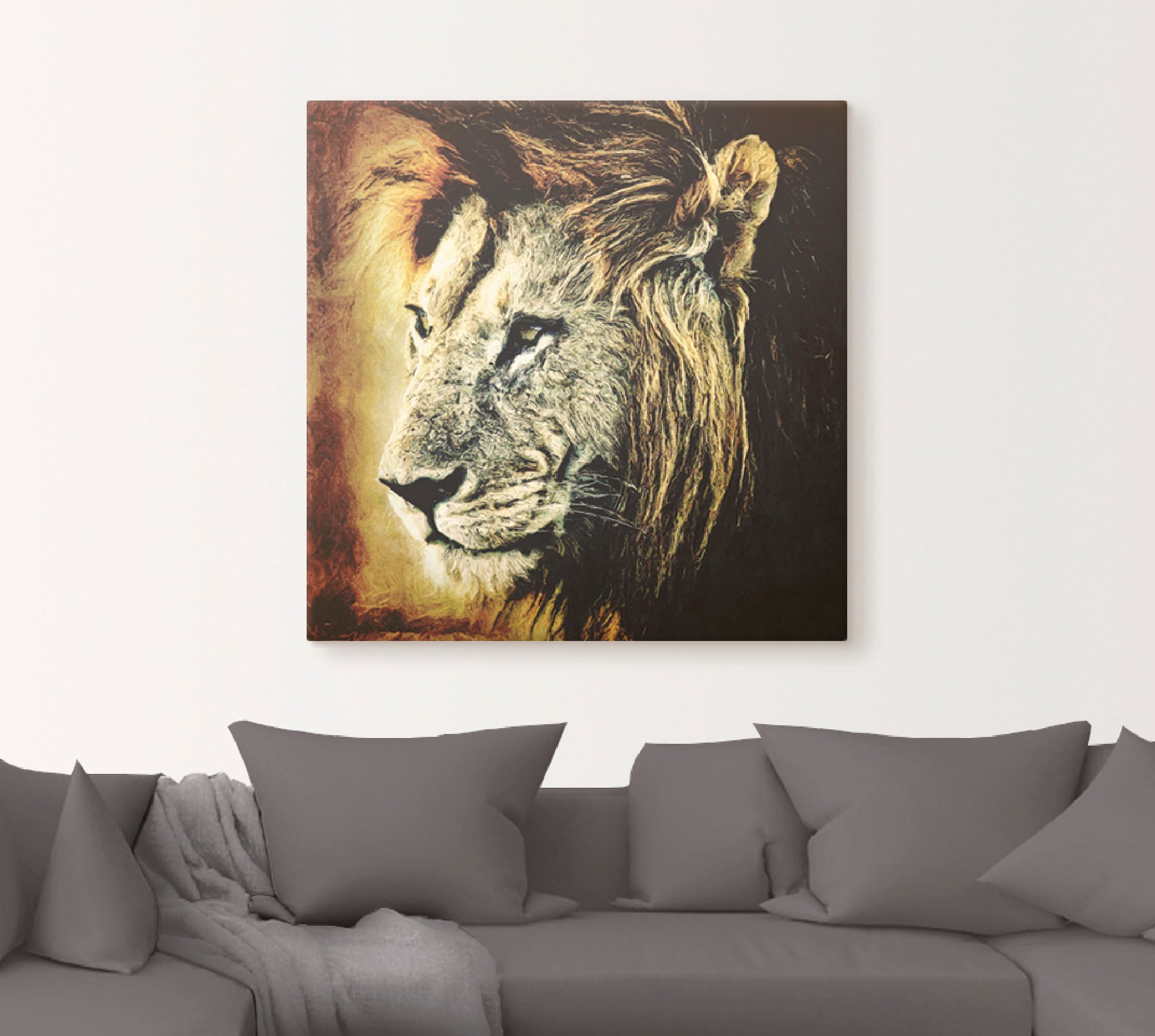 Black Friday Artland Wandbild »Löwe«, Wildtiere, (1 St.), als Leinwandbild,  Wandaufkleber oder Poster in versch. Größen | BAUR