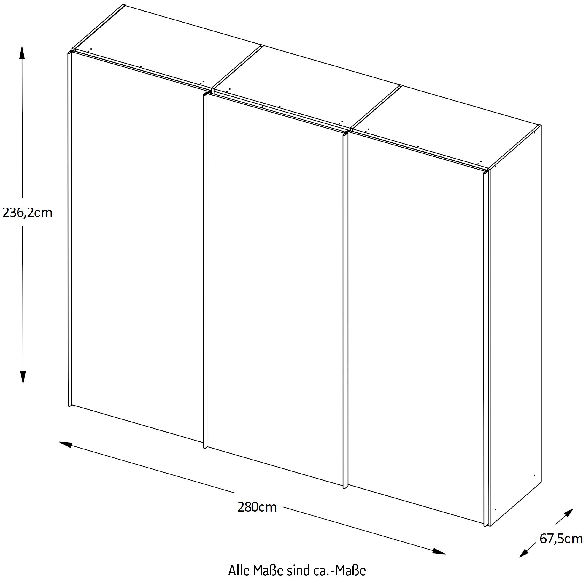 STAUD Schwebetürenschrank »Sinfonie Plus, edles Design in hochwertiger Qualität, Made in Germany«, (in 4 verschiedenen Ausstattungen erhältlich), Mit kombinierter Glas-Spiegel-Front, viele Varianten