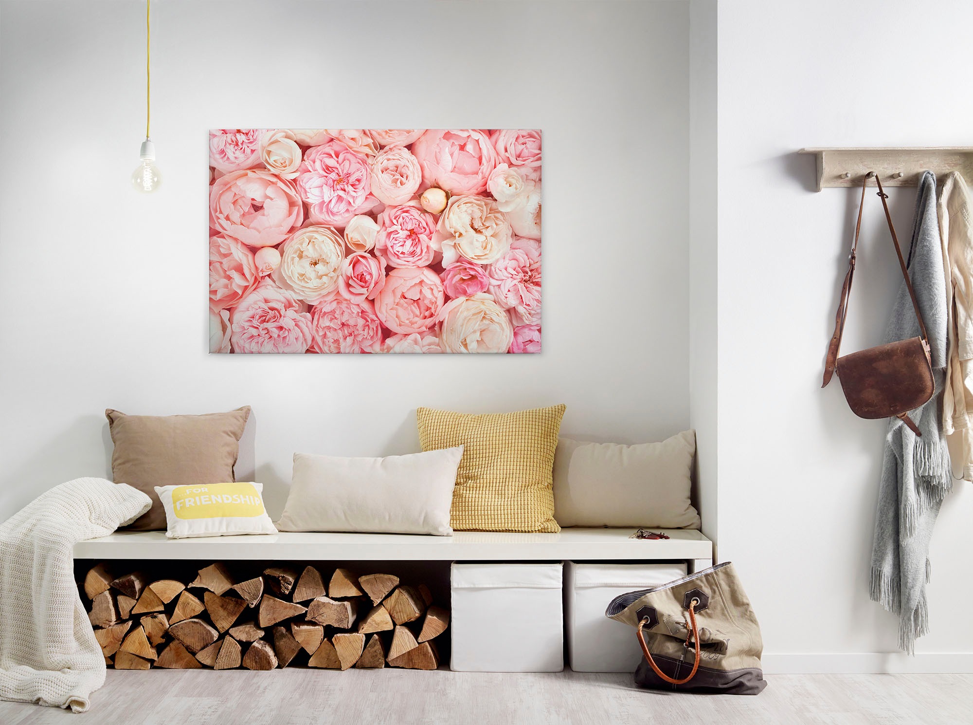 A.S. Création Leinwandbild "Roses" Blumen Kunst 1 Stk. tlg. Romantische Rosen Rosenbild Keilrahmen Leinwand-Bild Wohnzimmer modern