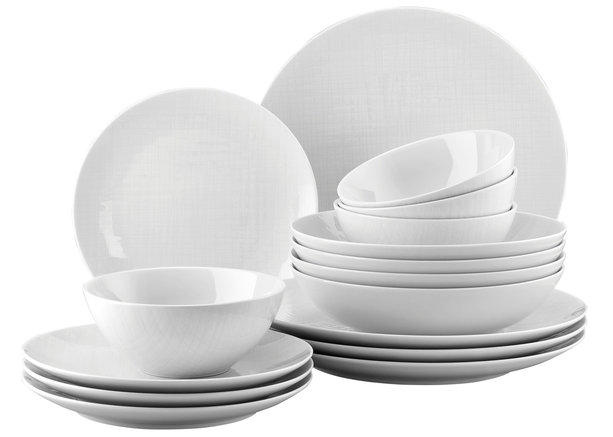 Rosenthal Tafelservice »Geschirr-Set, Service Mesh«, (Set, 16 tlg.), Geschirr, Teller Set, weiß, 16 Teile, für 4 Personen