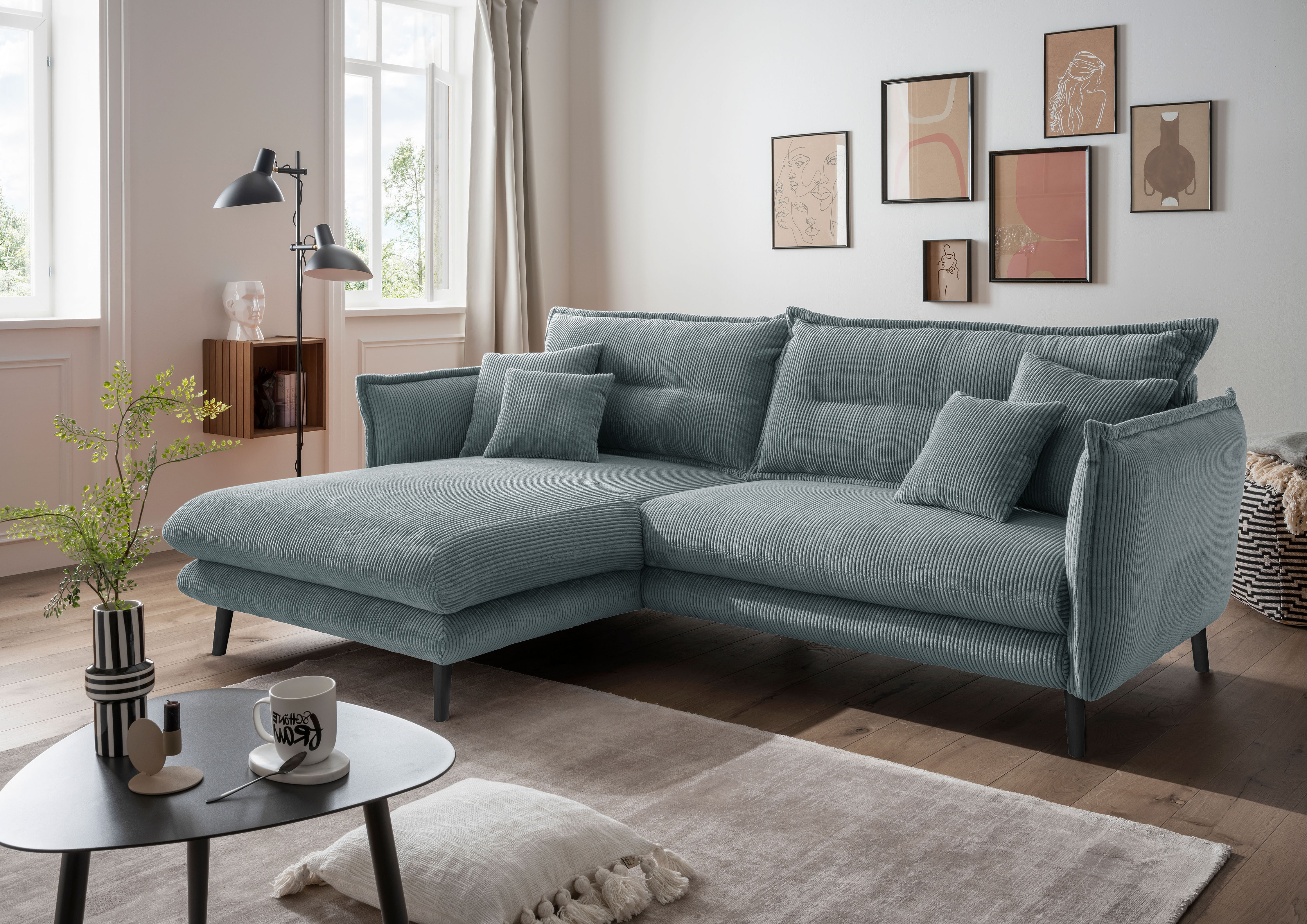 Home affaire Ecksofa "Levke, 255 x 180 cm, modern und bequem" Cord, L-Form, inkl. Rücken- und Zierkissen