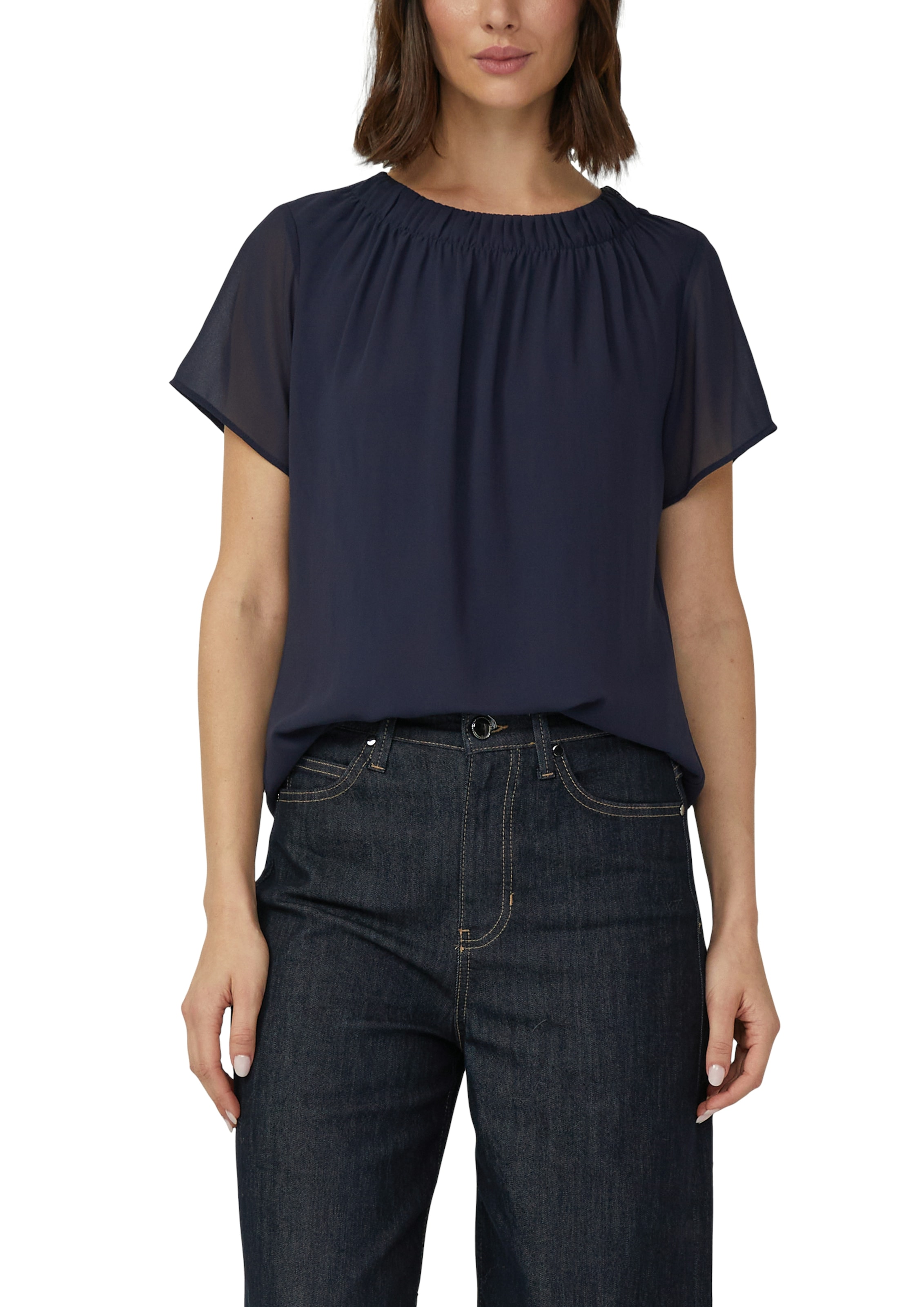 s.Oliver BLACK LABEL Kurzarmbluse mir Raffung am Ausschnitt günstig online kaufen