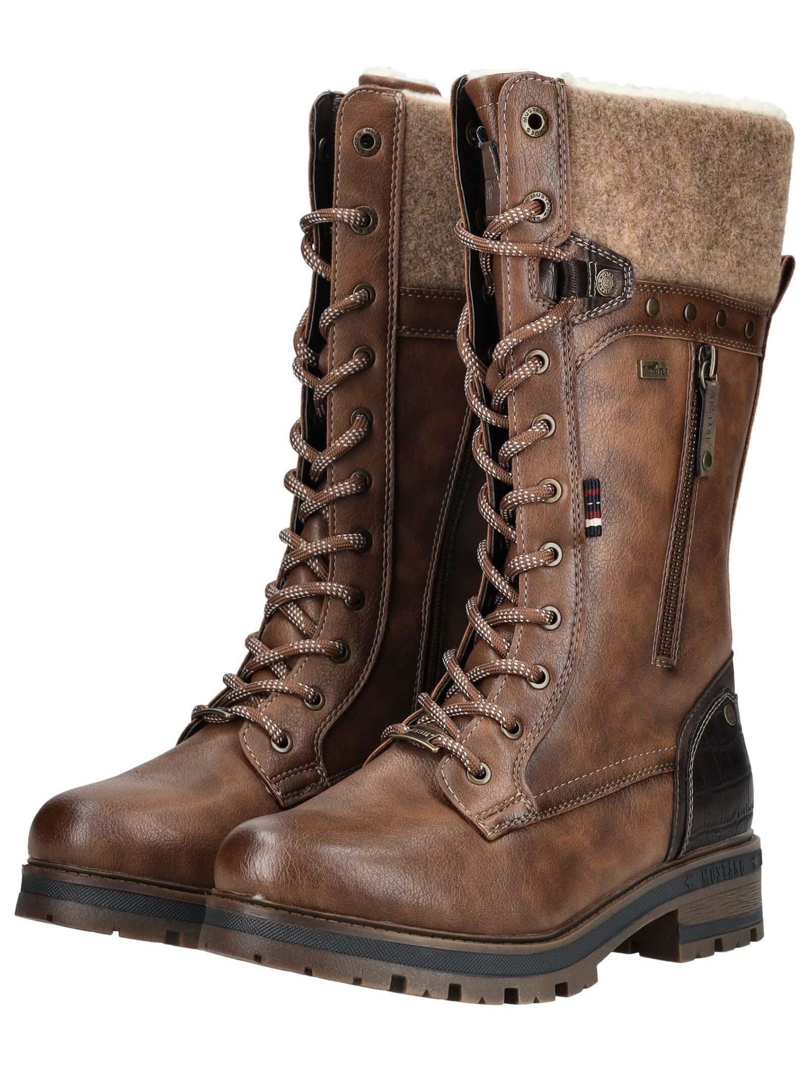 Schnürstiefel MUSTANG SHOES "Mustang Shoes Stiefel Lederimitat/Textil", Damen, Gr. 39, dunkelbraun, Lederimitat, Textil, Schuhe Schnürstiefel 6