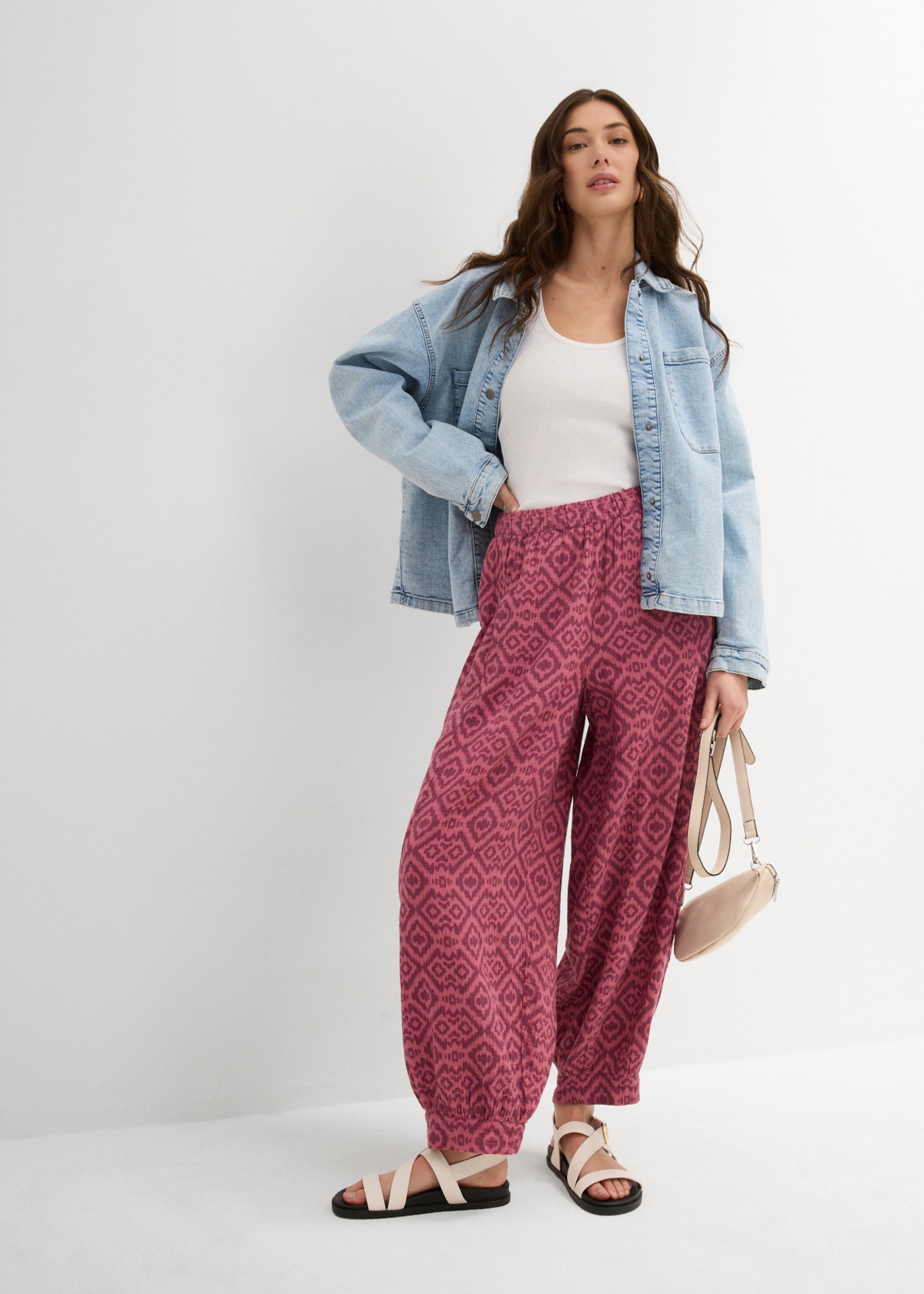 bonprix Pumphose  Loose Fit, weites Bein, aus reiner Baumwolle