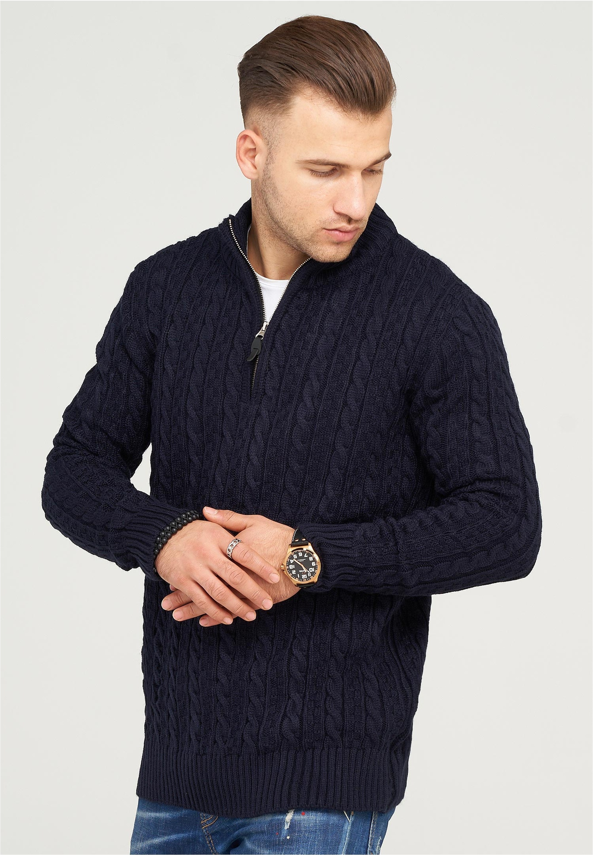 behype Strickpullover »CILIAN HENLEY«, mit gemütlichem Stehkragen