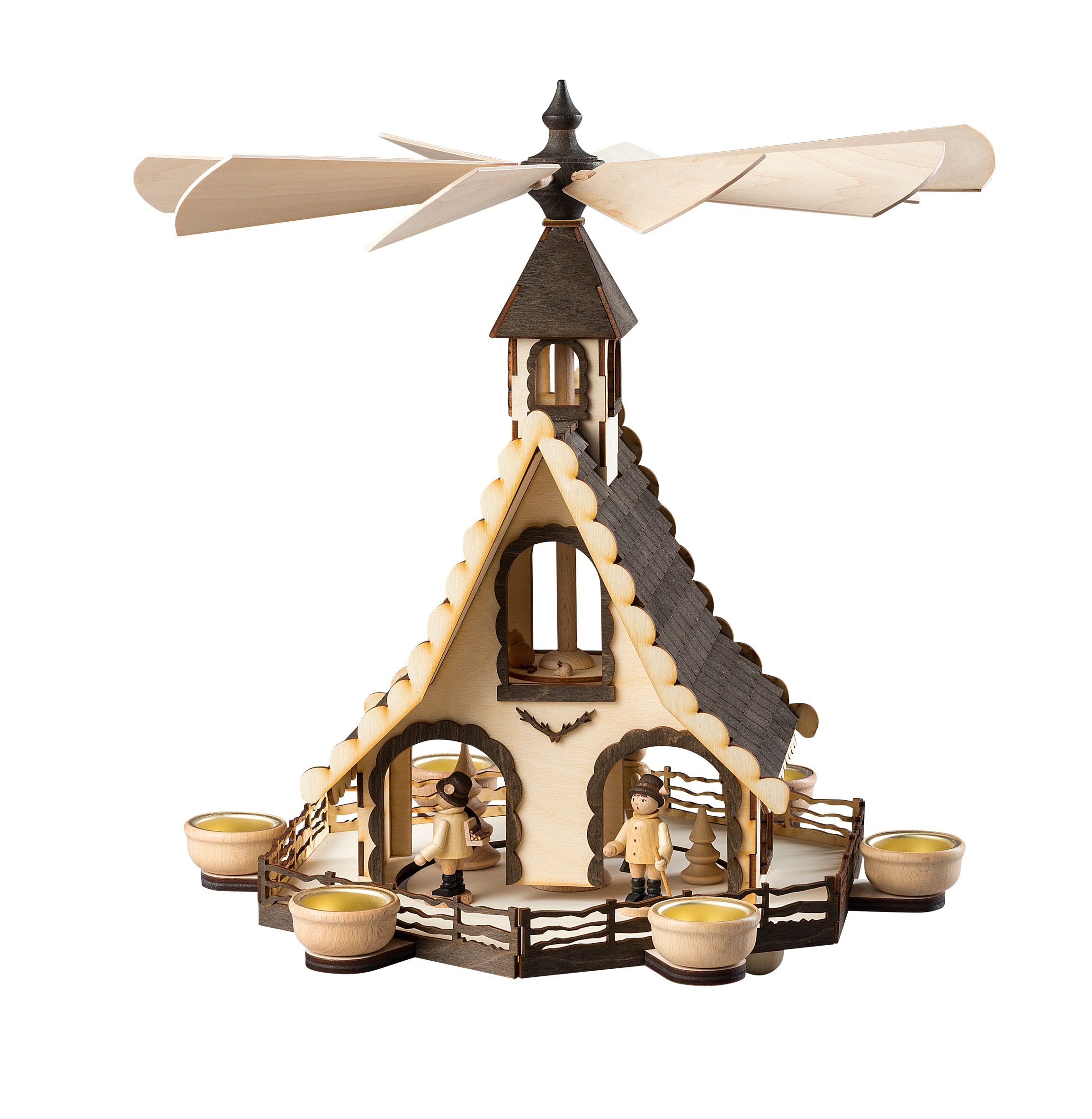 SAICO Original Weihnachtspyramide "Hauspyramide, Waldleute" für 6 Teelichte günstig online kaufen