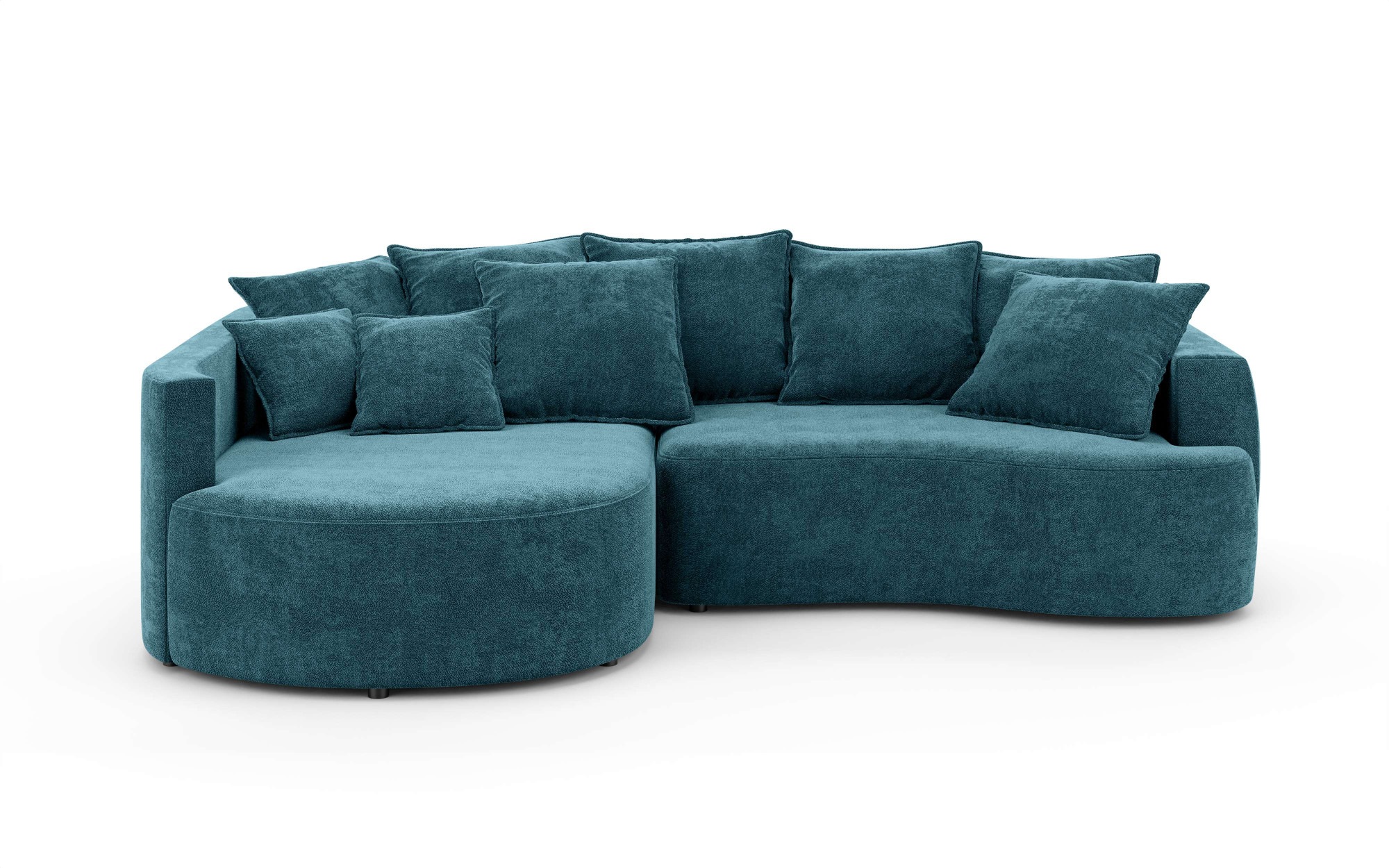 INOSIGN Ecksofa »Kahekili, Schlafsofa mit Bettkasten, Maße B/T/H: 255/181/90/ cm«, L-Form mit Wellenunterfederung, 7 Rückenkissen und 2 Zierkissen