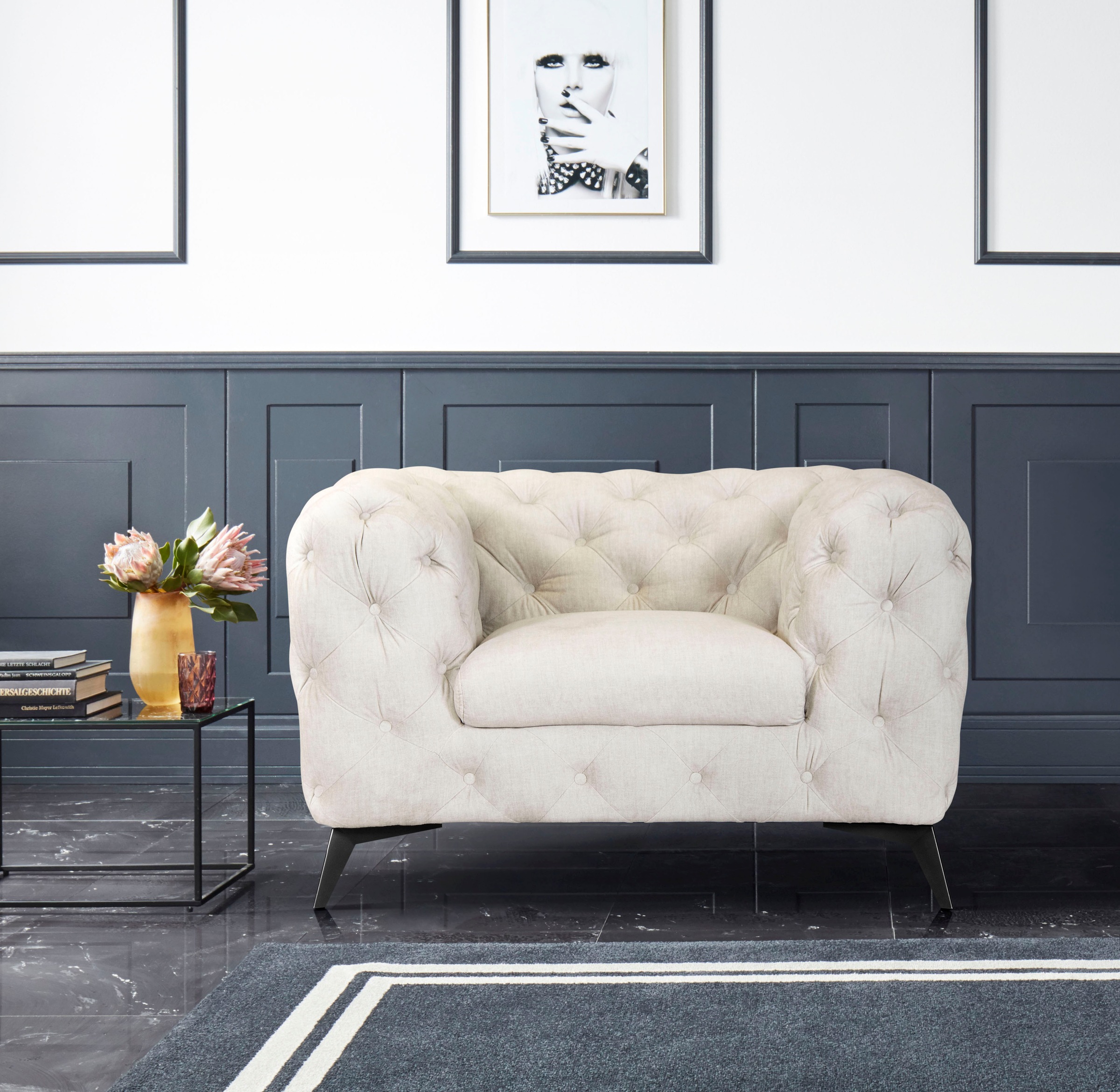 Home affaire Chesterfield-Sessel "Glynis Sessel" aufwändige Knopfheftung, m günstig online kaufen